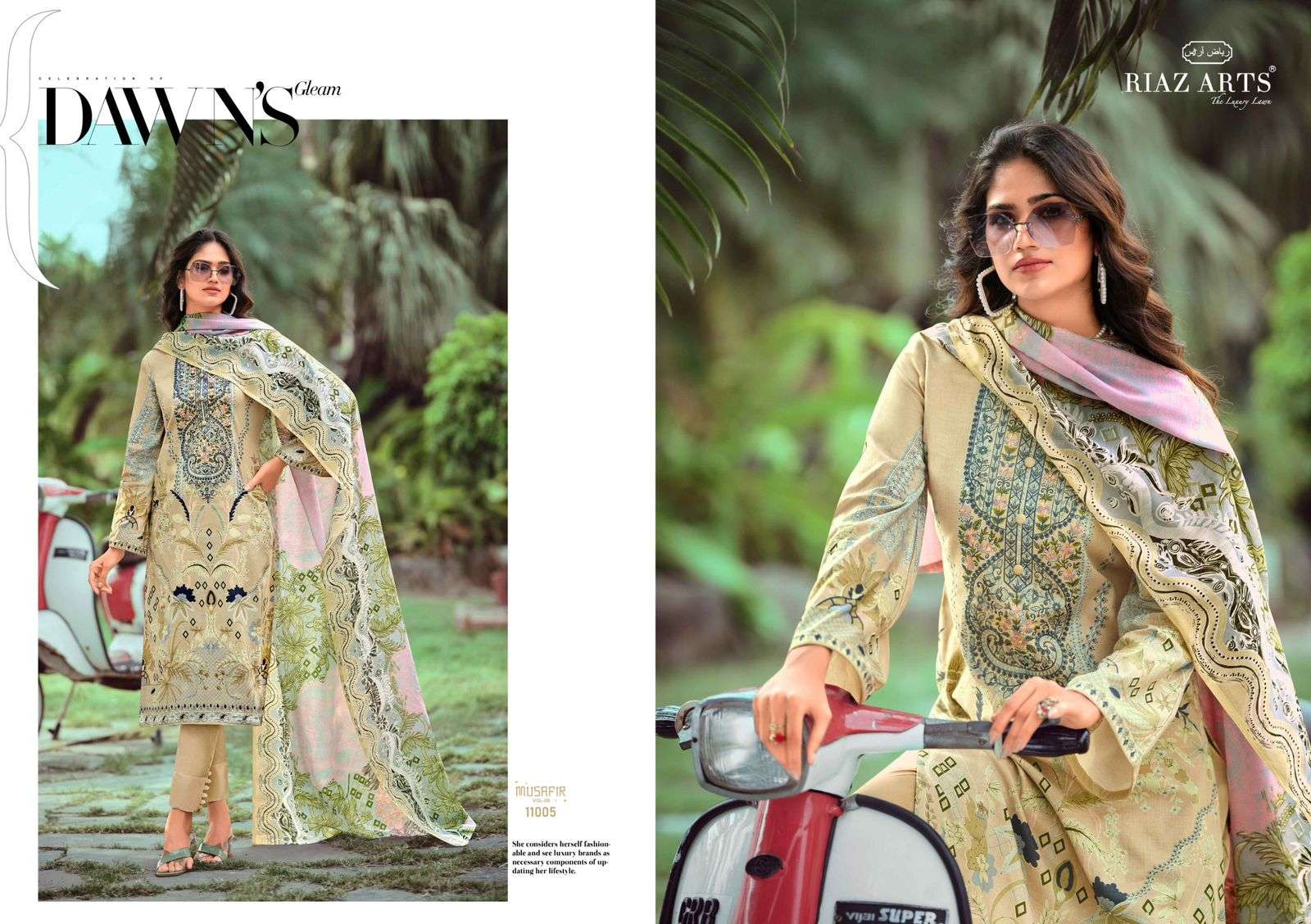 riaz arts musafir vol 9 lawn camric exclusive print salwar suit catalog