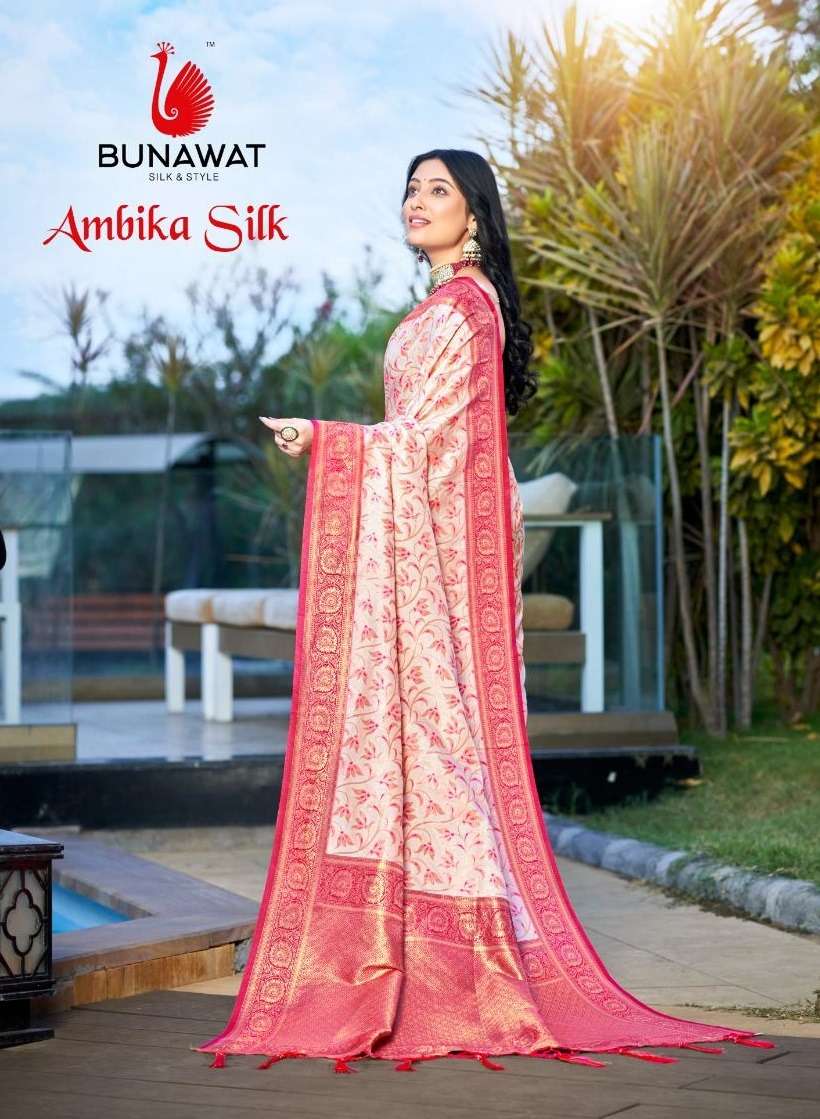 sangam prints bunawat ambika silk silk exclusive look saree catalog