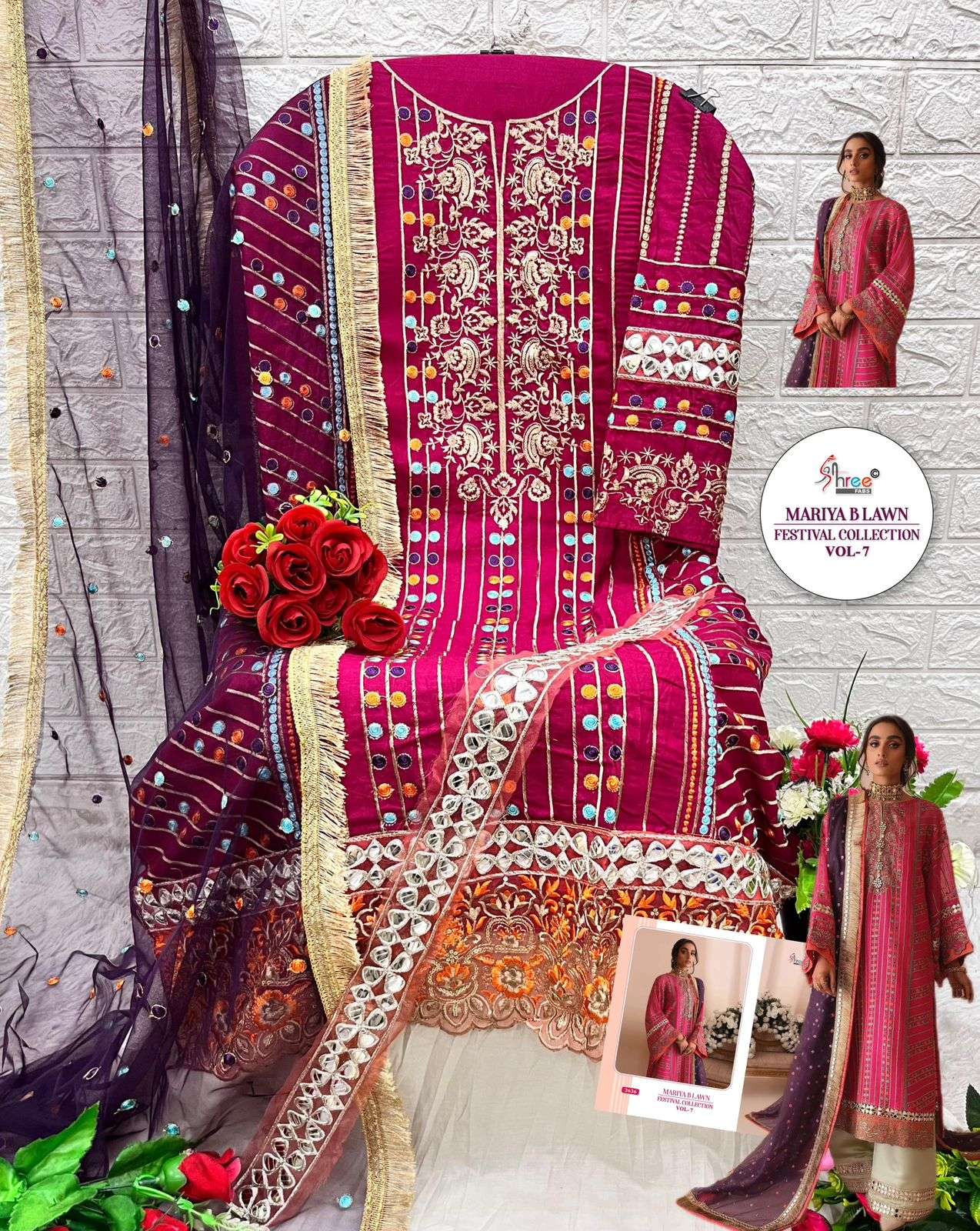 shree fab Mariya b festival lawn collection vol 7 cotton attrective look salwar suit with cotton dupatta catalog