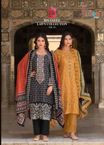 shree fabs bin saeed lawn collection vol 13 cotton decent look salwar suit catalog