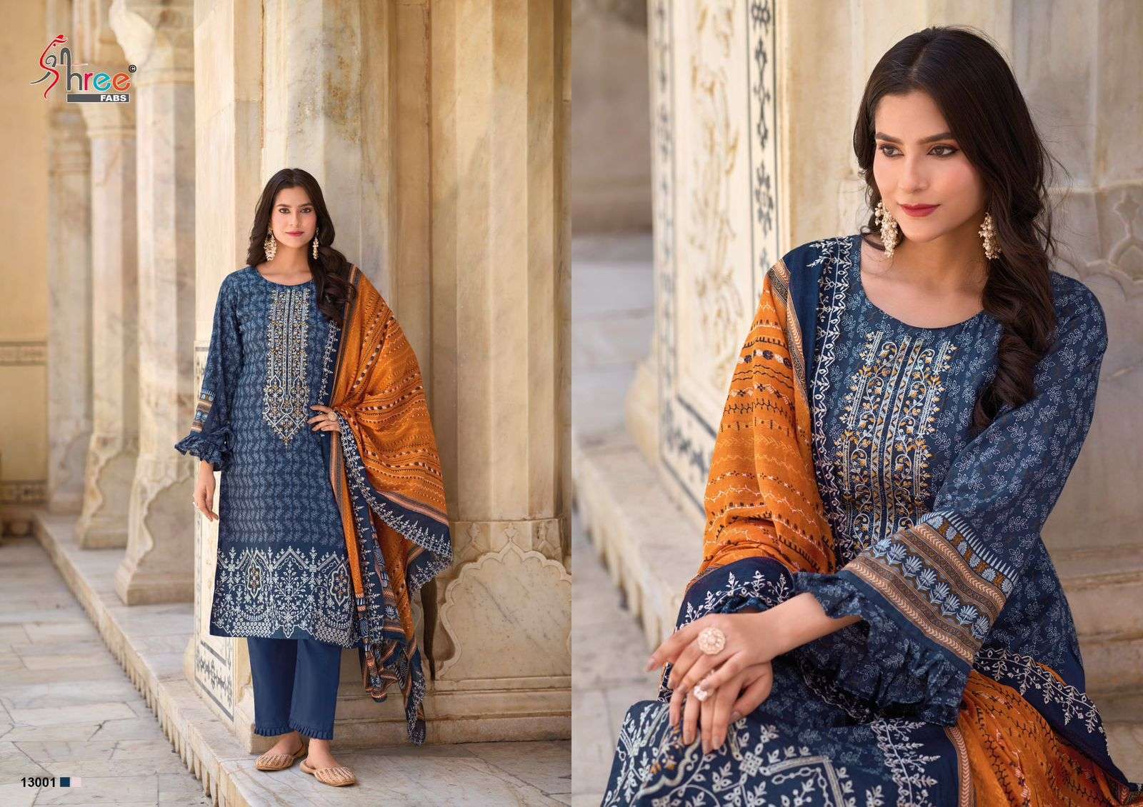 shree fabs bin saeed lawn collection vol 13 cotton decent look salwar suit catalog