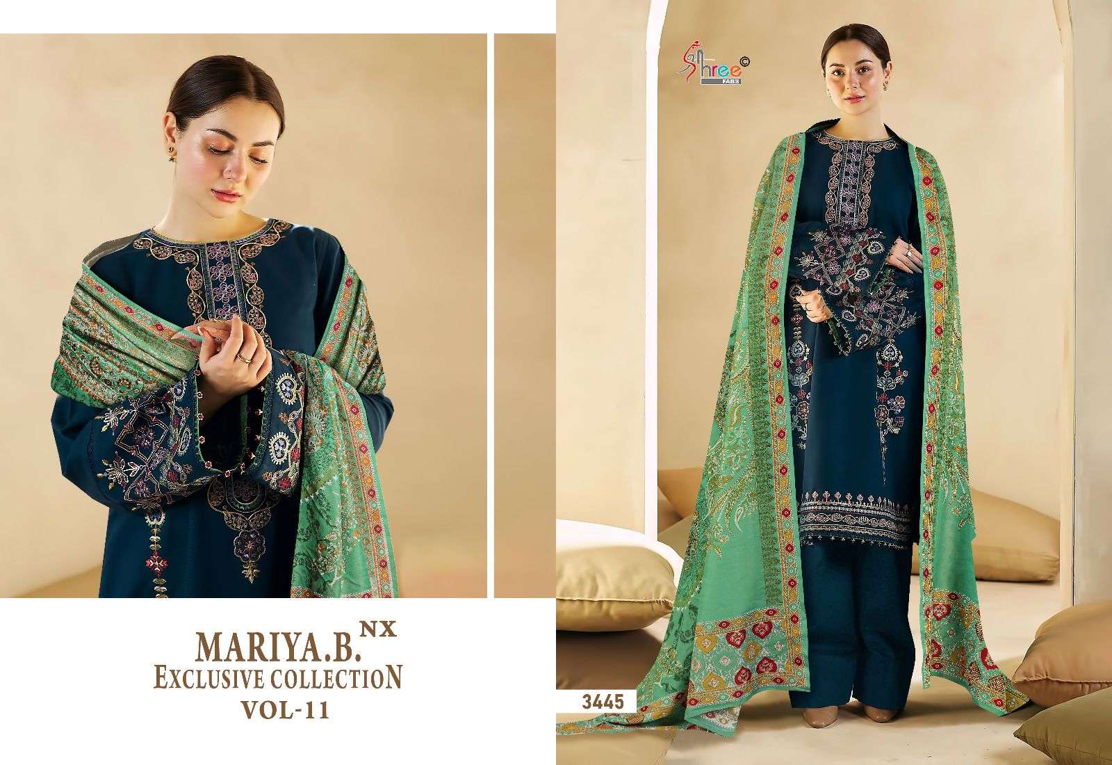 shree fabs mariab exclusive collection vol 11 cotton decent look salwar suit with shiffon dupatta catalog