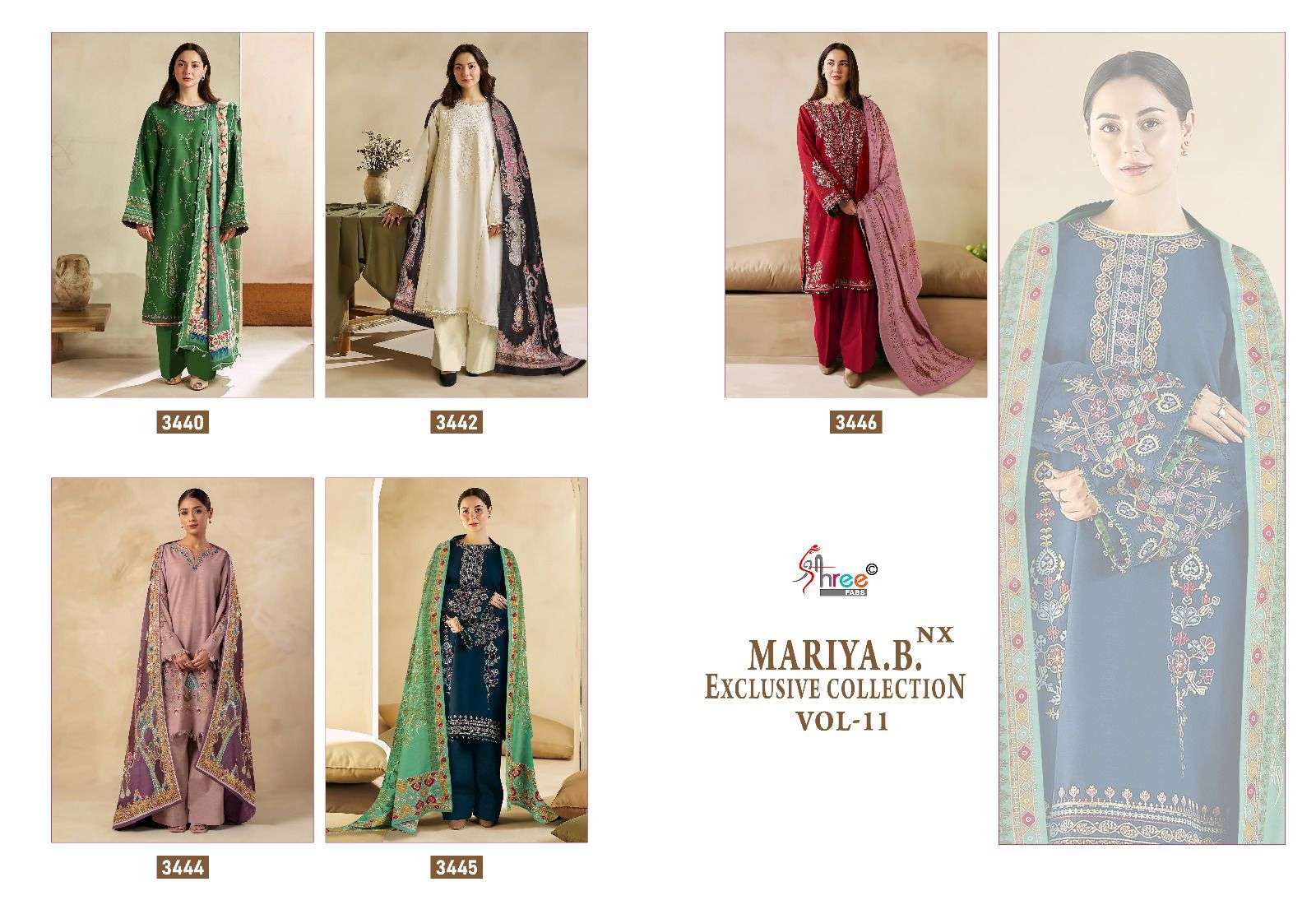 shree fabs mariab exclusive collection vol 11 cotton decent look salwar suit with shiffon dupatta catalog