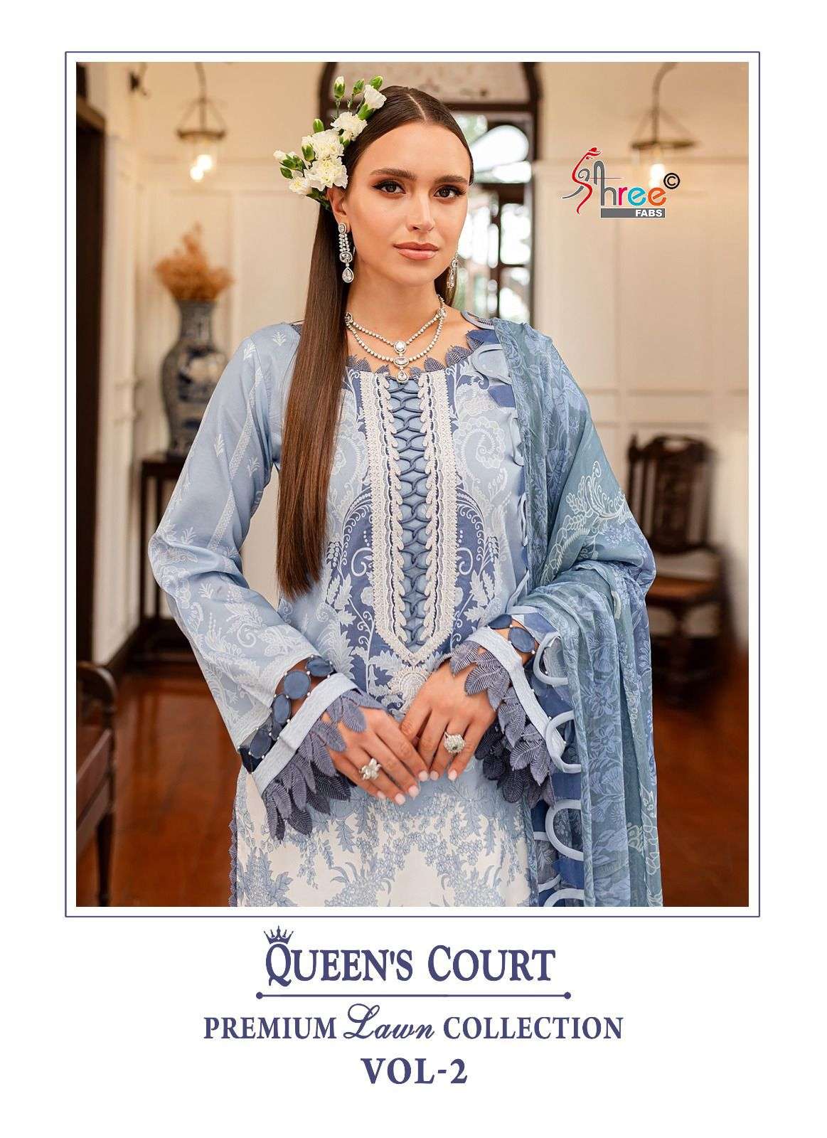 shree fabs queens court premium lawn collection vol 2  cotton exclusive print  salwar sut with siffon dupatta catalog