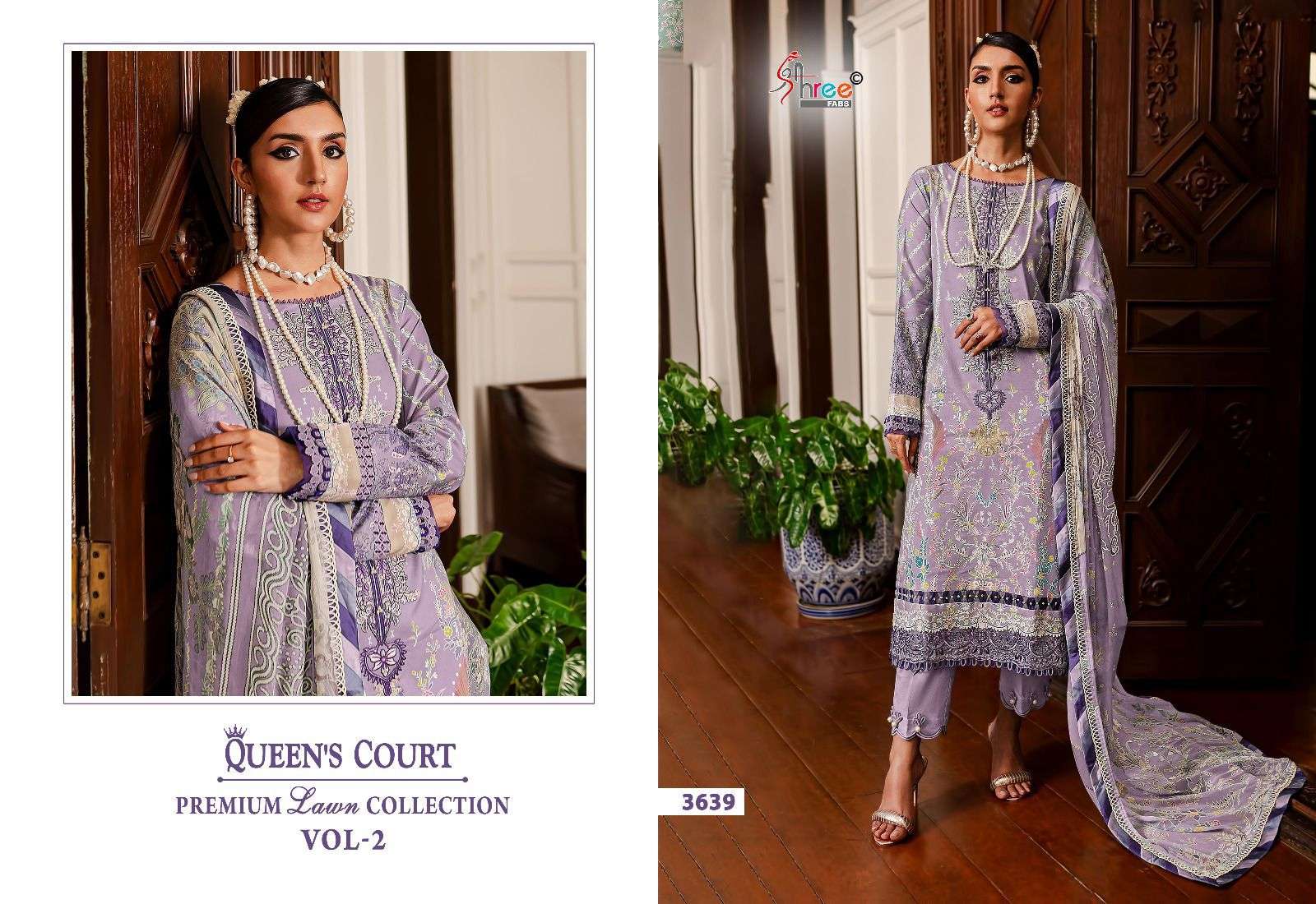 shree fabs queens court premium lawn collection vol 2  cotton exclusive print  salwar sut with siffon dupatta catalog