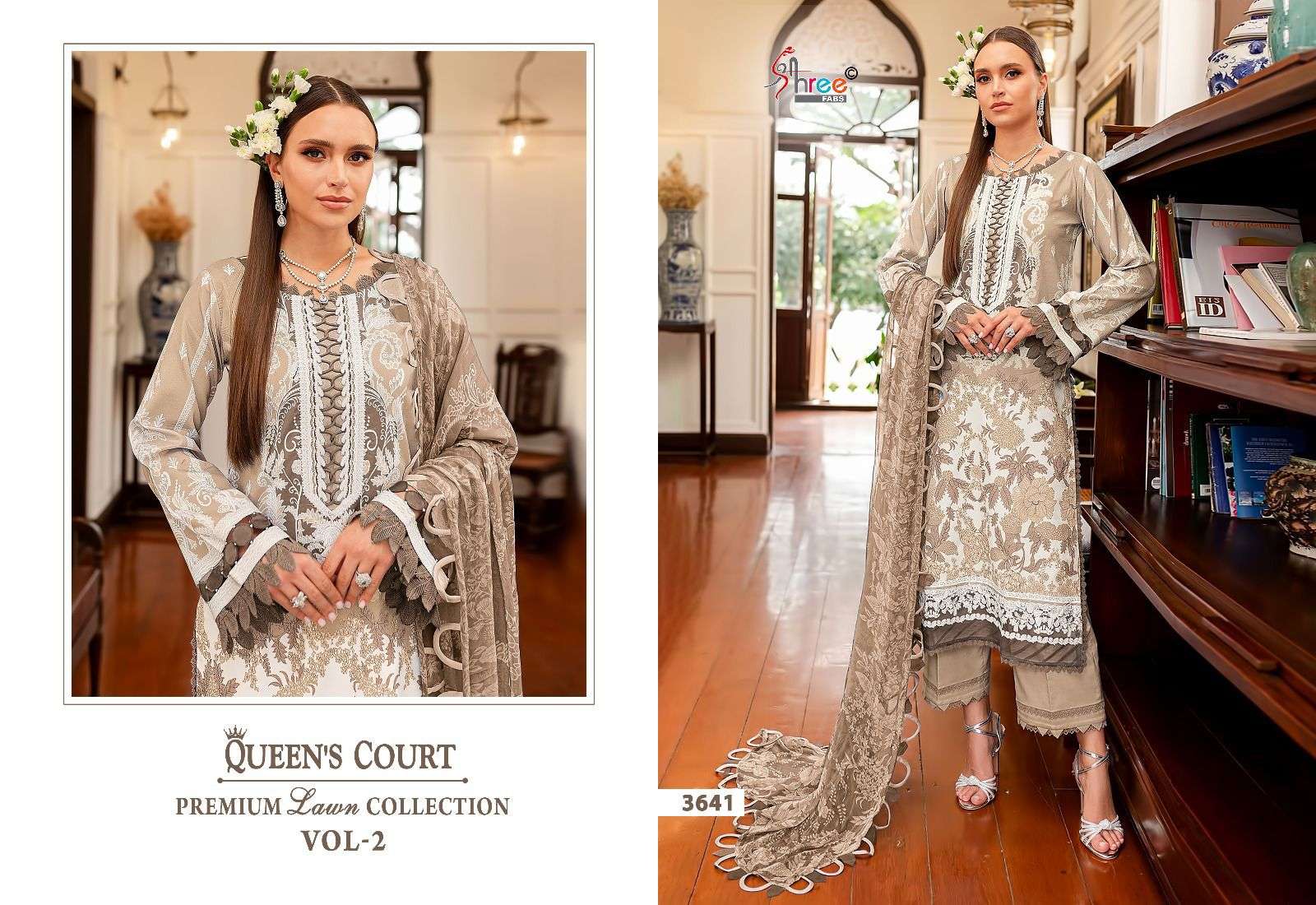 shree fabs queens court premium lawn collection vol 2  cotton exclusive print  salwar sut with siffon dupatta catalog