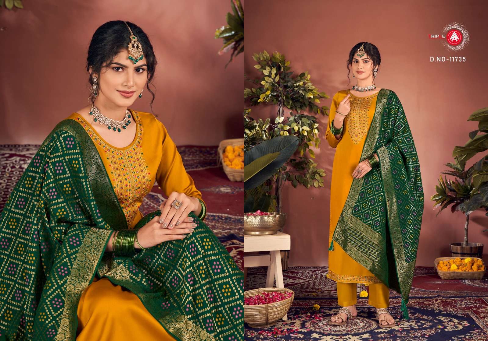 triple aaa aroos jam silk decent look salwar suit catalog