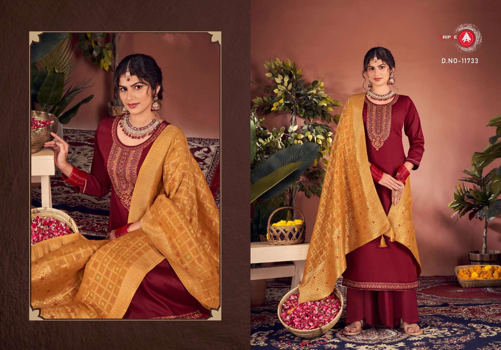 triple aaa aroos jam silk decent look salwar suit catalog