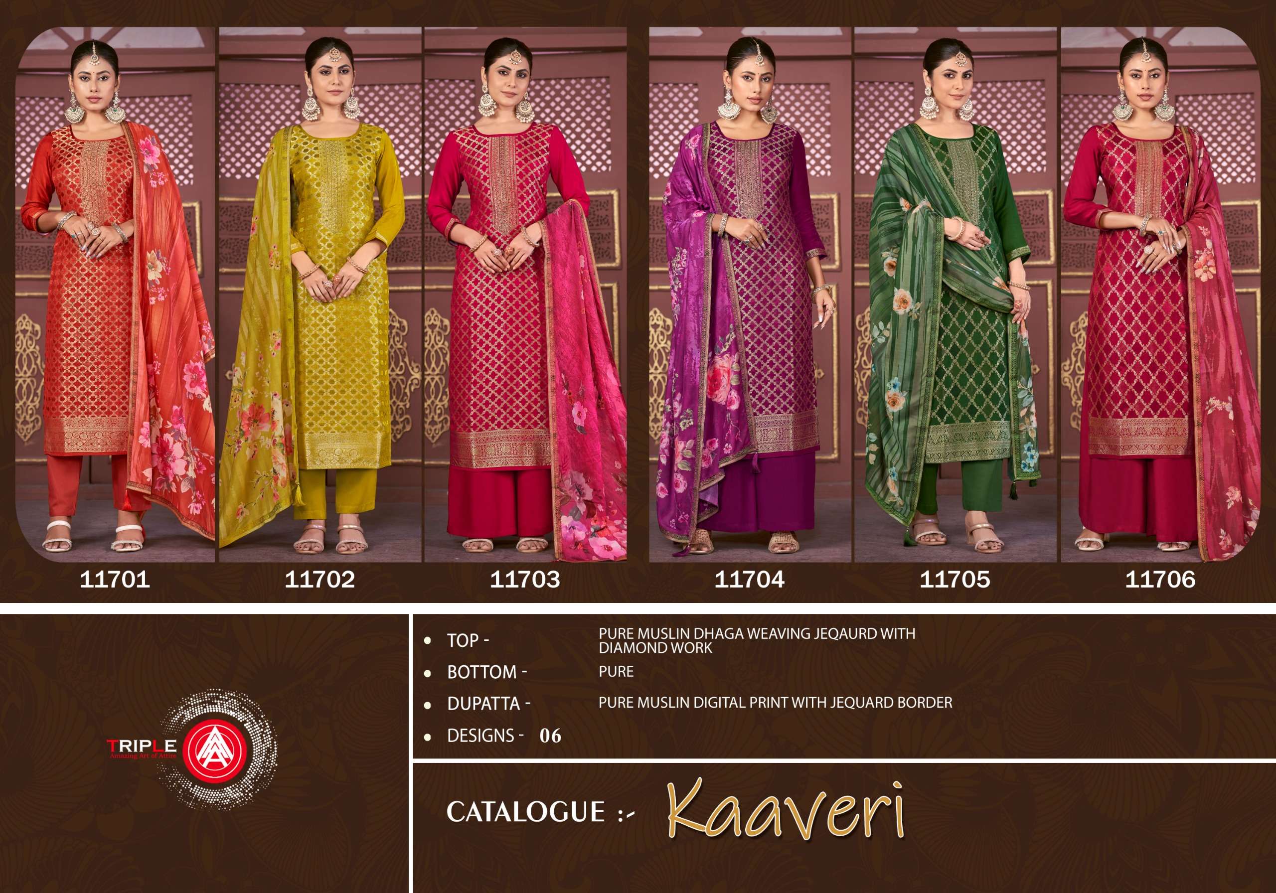triple aaa kaaveri muslin exclusive look salwar suit catalog