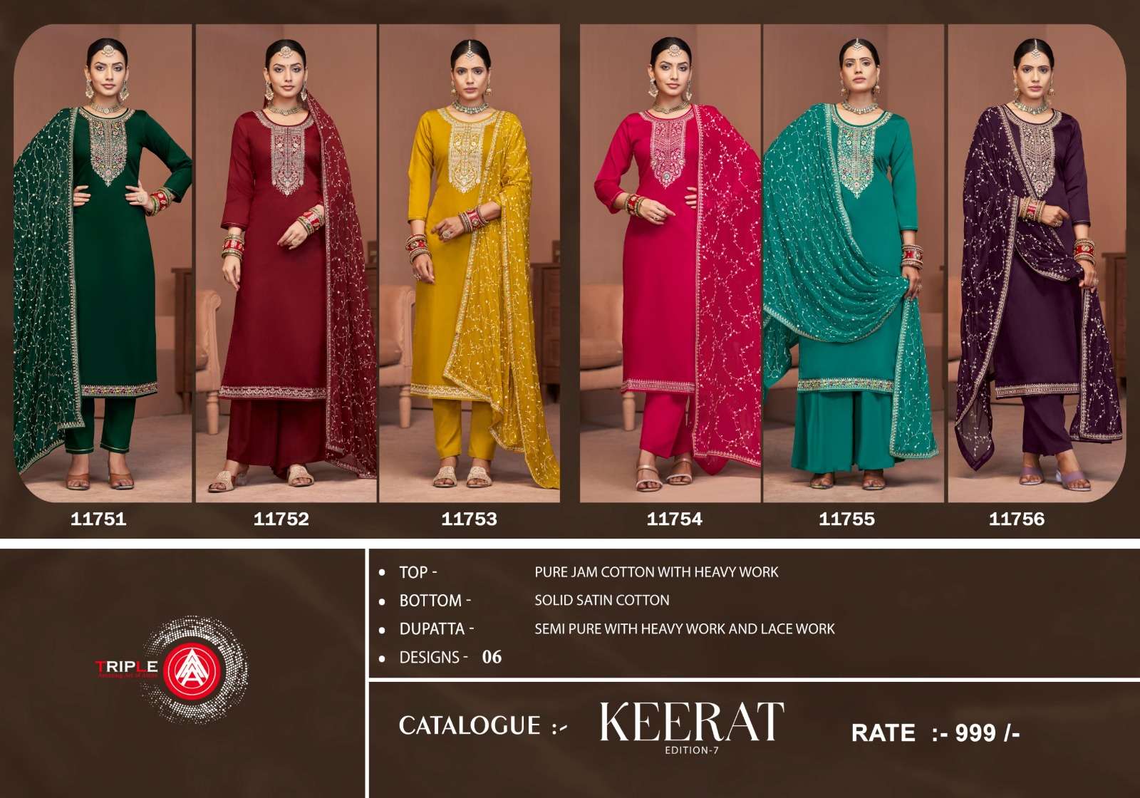 triple aaa keerat edition 7 jam cotton exclusive look salwar suit catalog