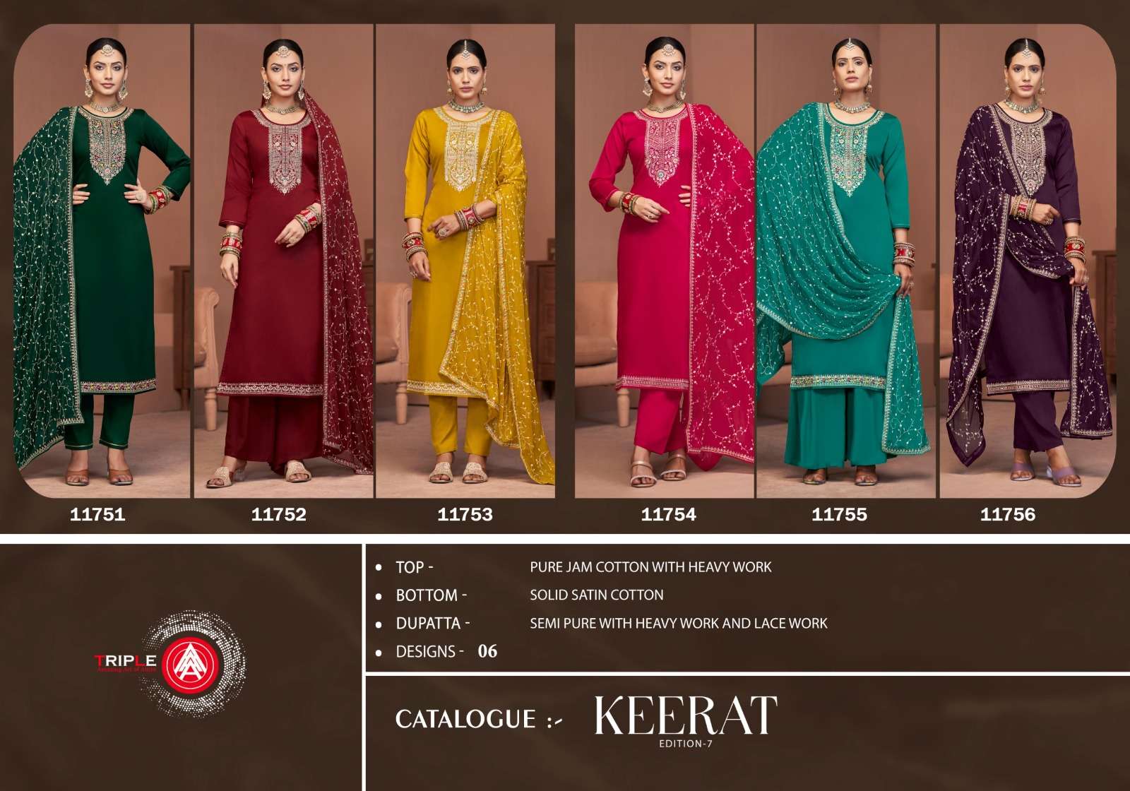 triple aaa keerat edition 7 jam cotton exclusive look salwar suit catalog