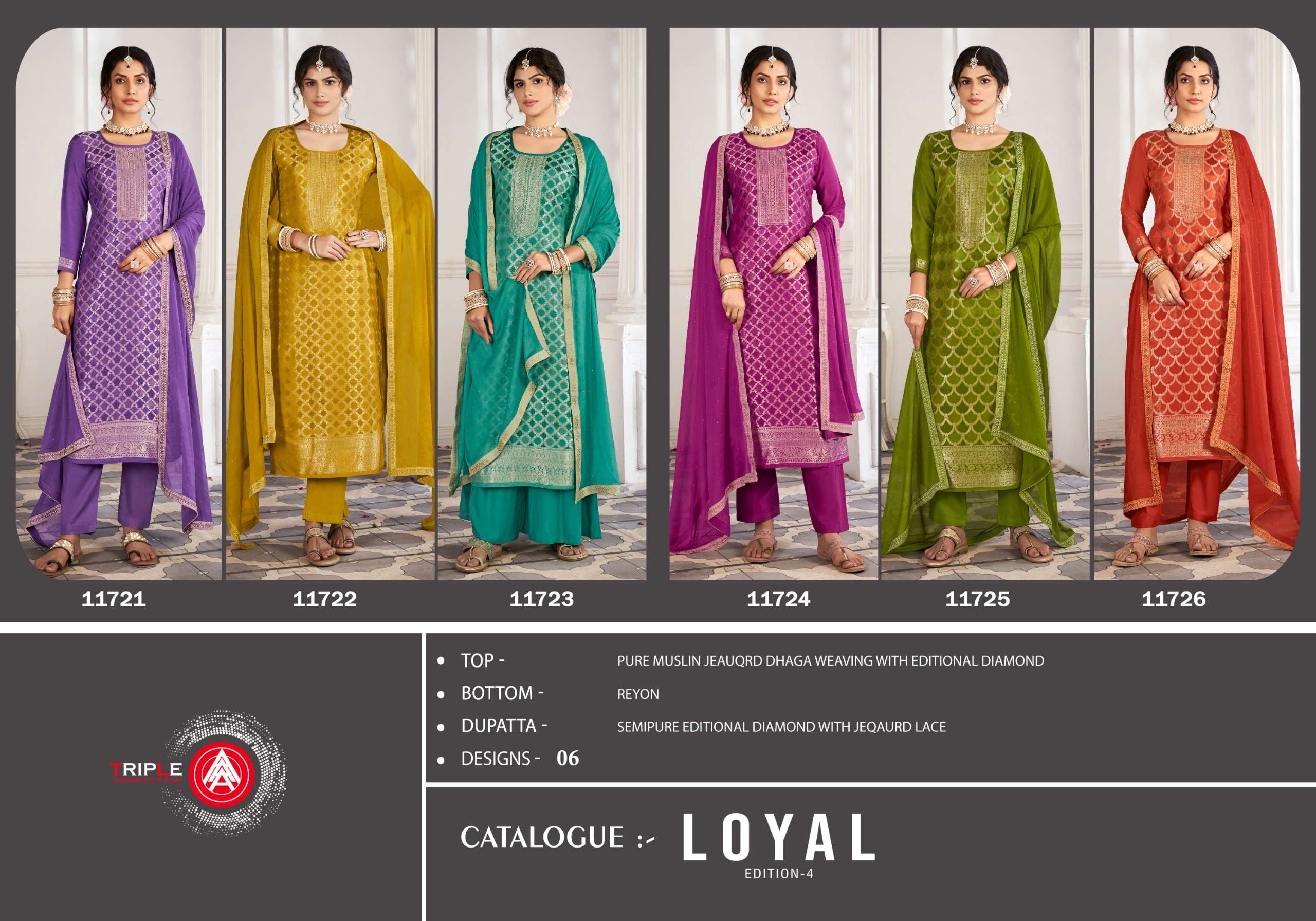 triple aaa loyal edition 4 reyon attrective look salwar suit catalog