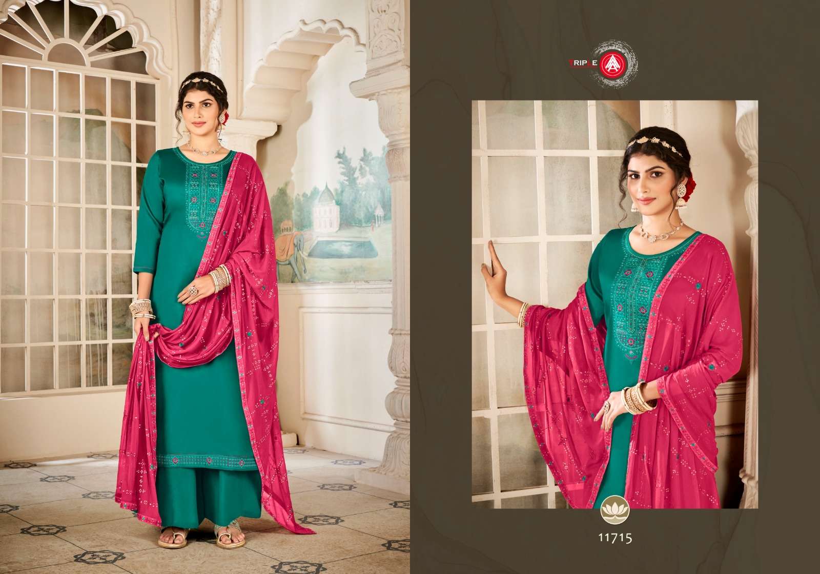 triple aaa lsachi pure jam silk cotton attrective look salwar suit catalog