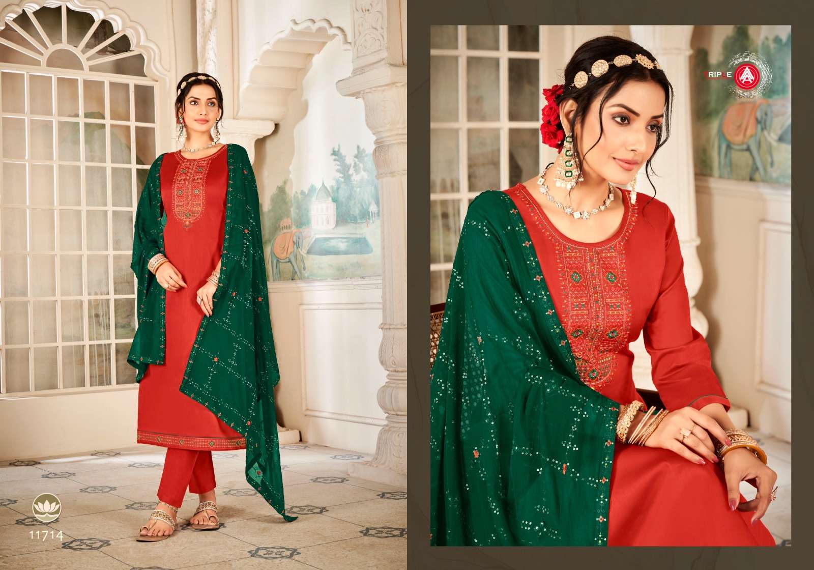 triple aaa lsachi pure jam silk cotton attrective look salwar suit catalog