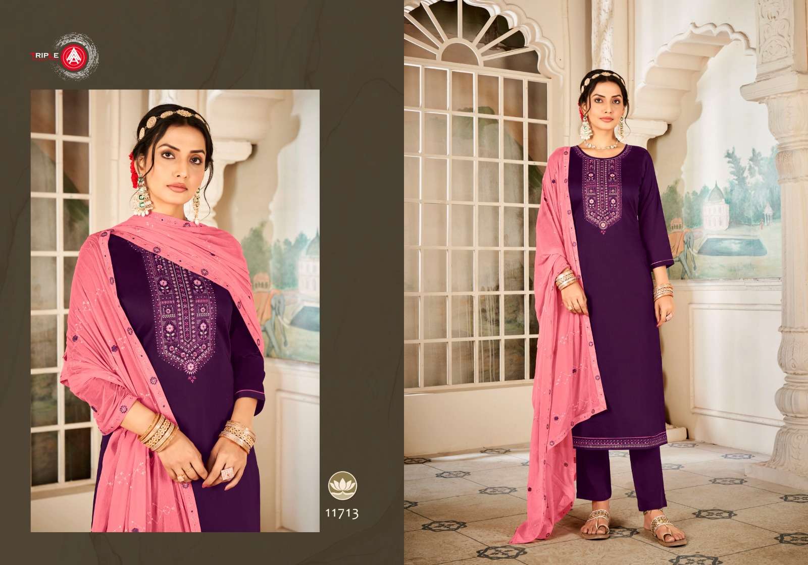 triple aaa lsachi pure jam silk cotton attrective look salwar suit catalog