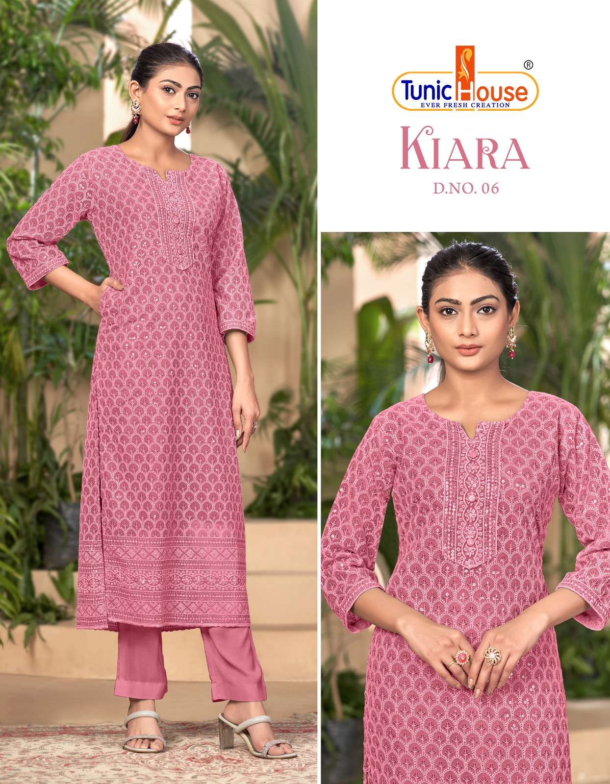 tunic house kiara georgatte attrective look kurti pant dupatta