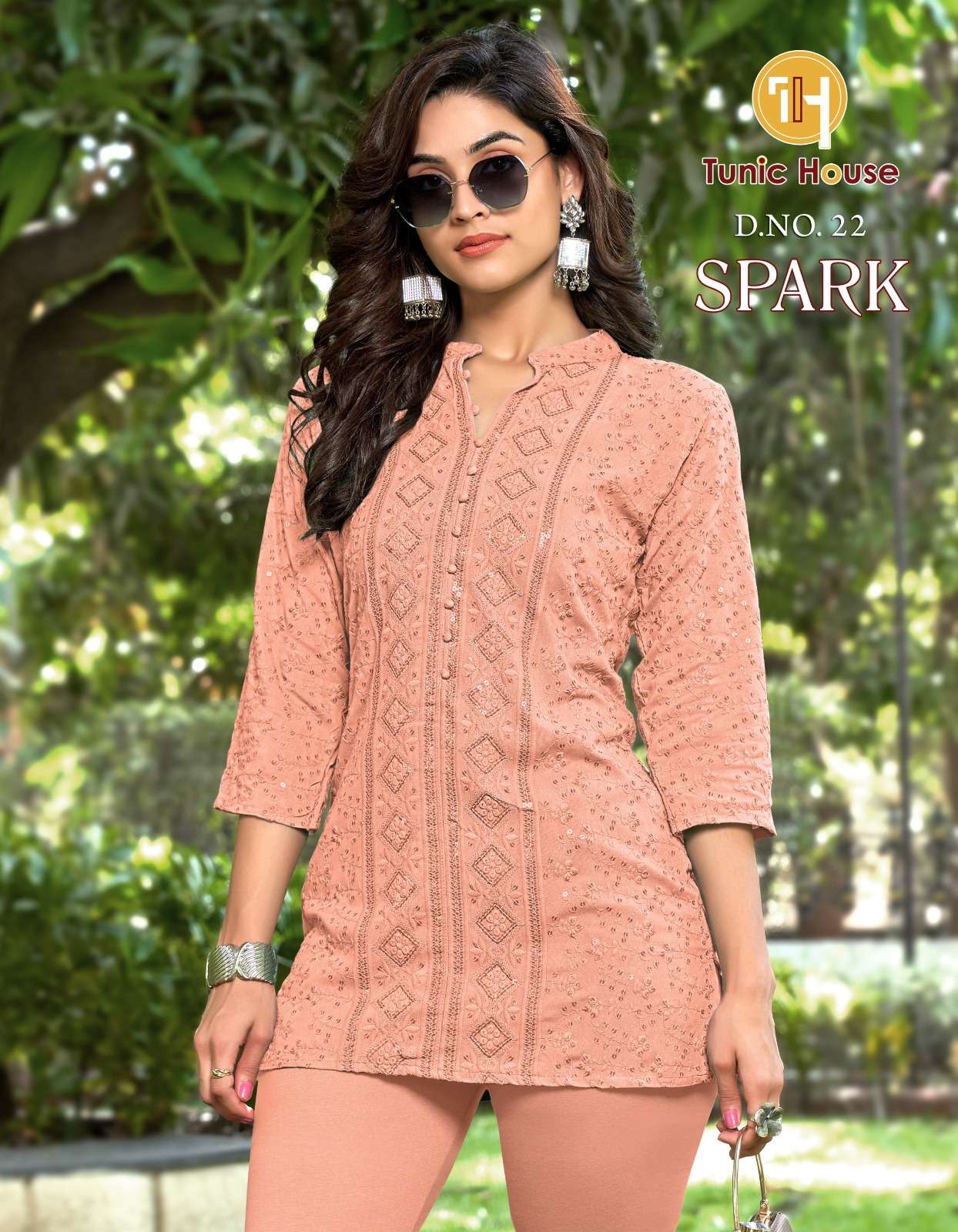 tunic house spark viscose rayon  elegant kurti size set