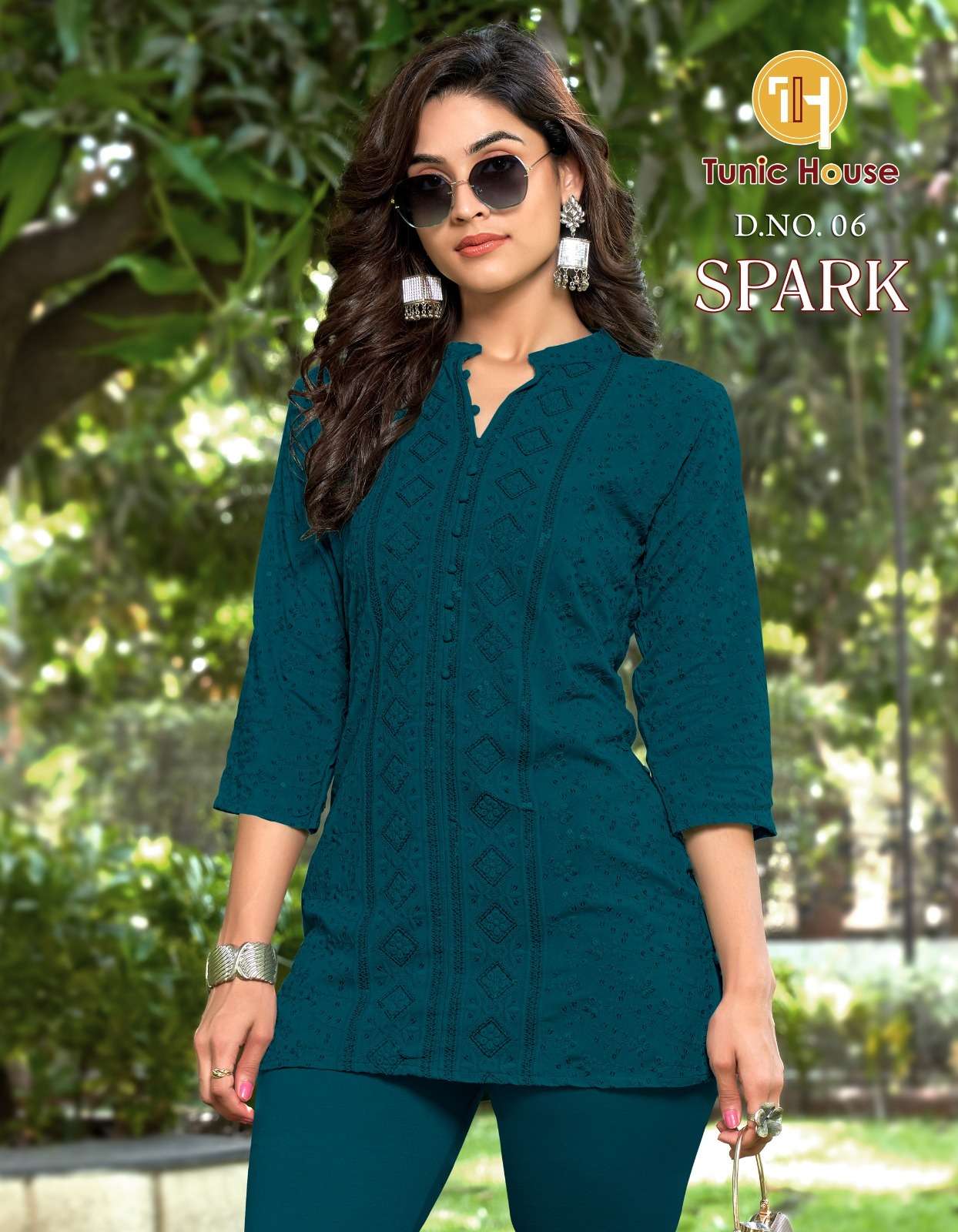 tunic house spark viscose rayon  elegant kurti size set