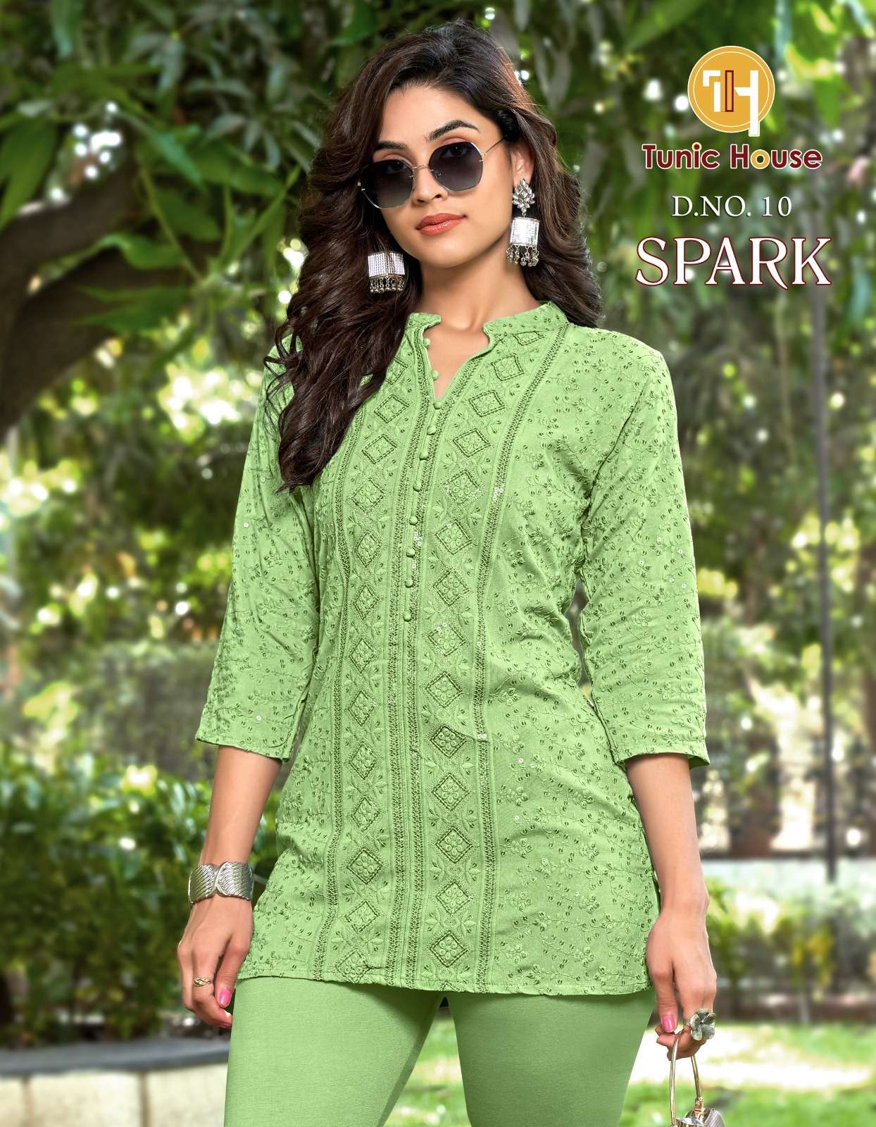 tunic house spark viscose rayon  elegant kurti size set