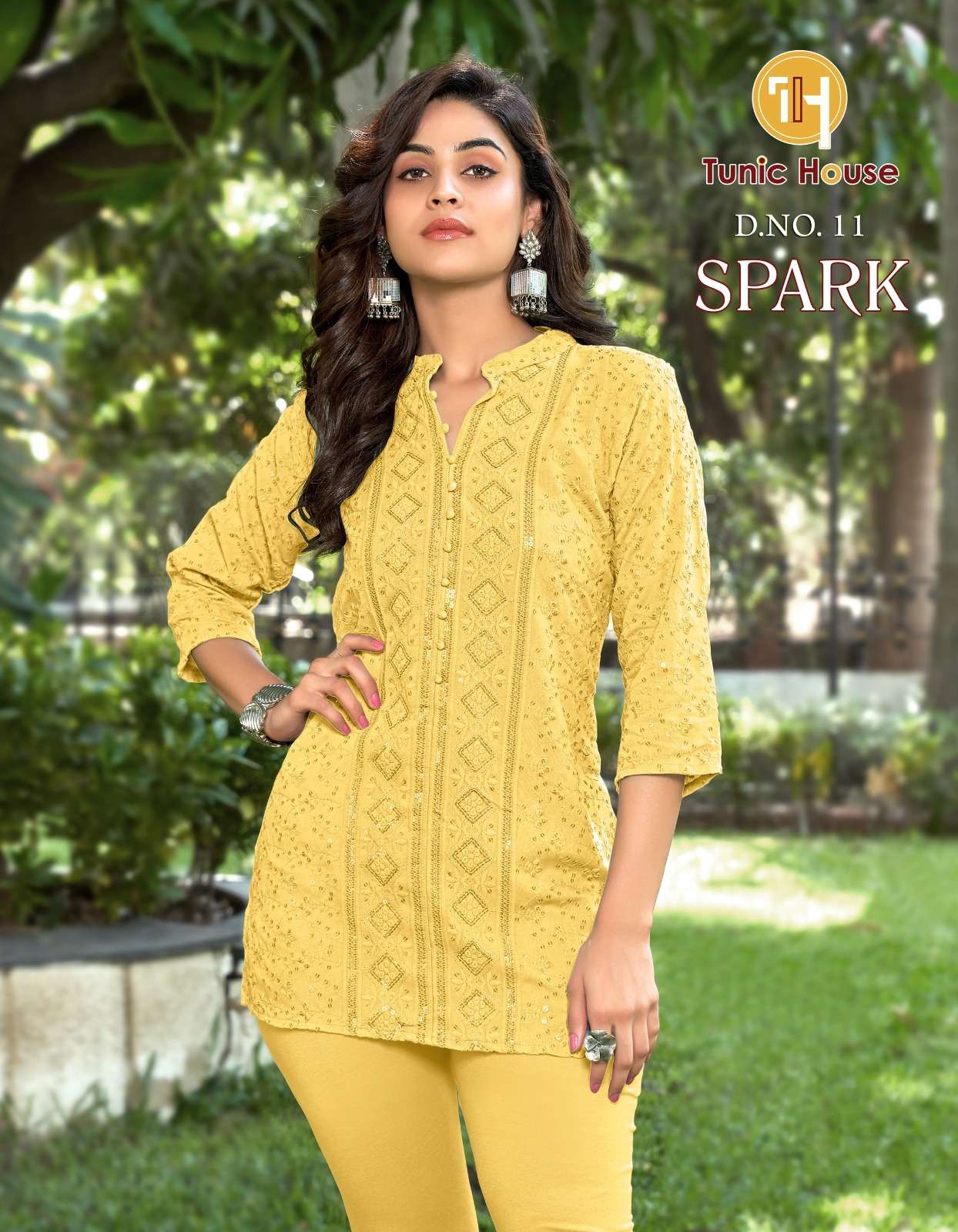 tunic house spark viscose rayon  elegant kurti size set