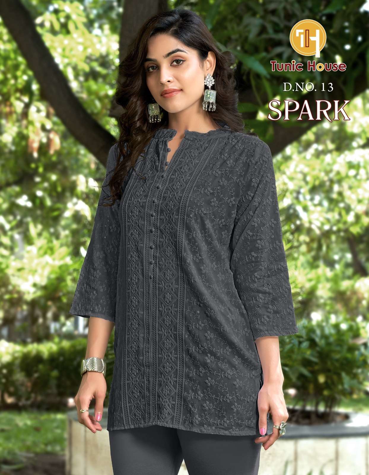 tunic house spark viscose rayon  elegant kurti size set