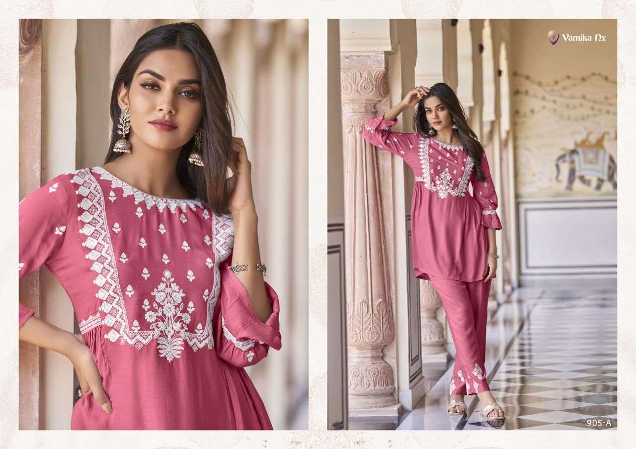 vamika tm vintage super hit d no 905a to 905e reyon elegant top bottom catalog