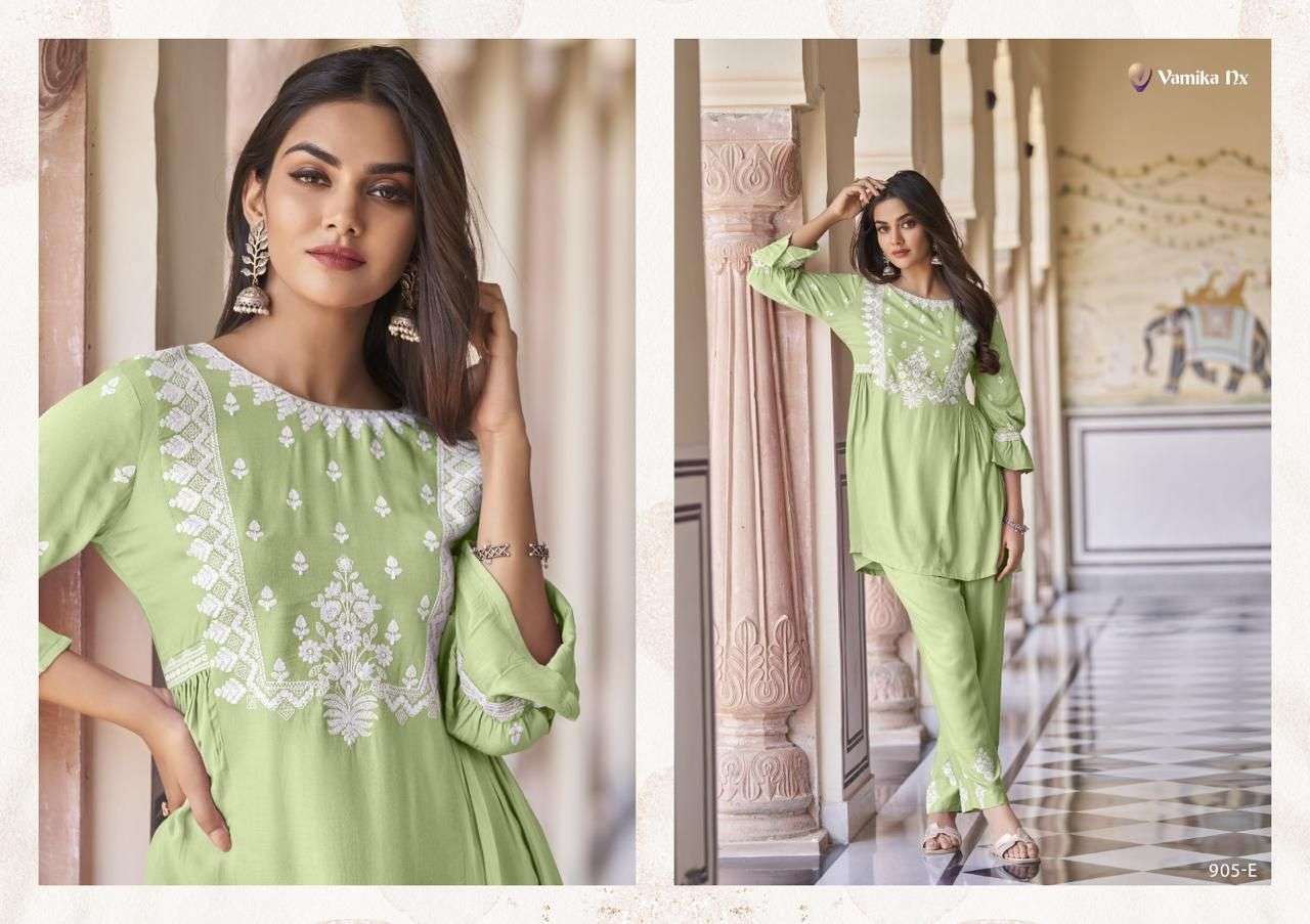 vamika tm vintage super hit d no 905a to 905e reyon elegant top bottom catalog