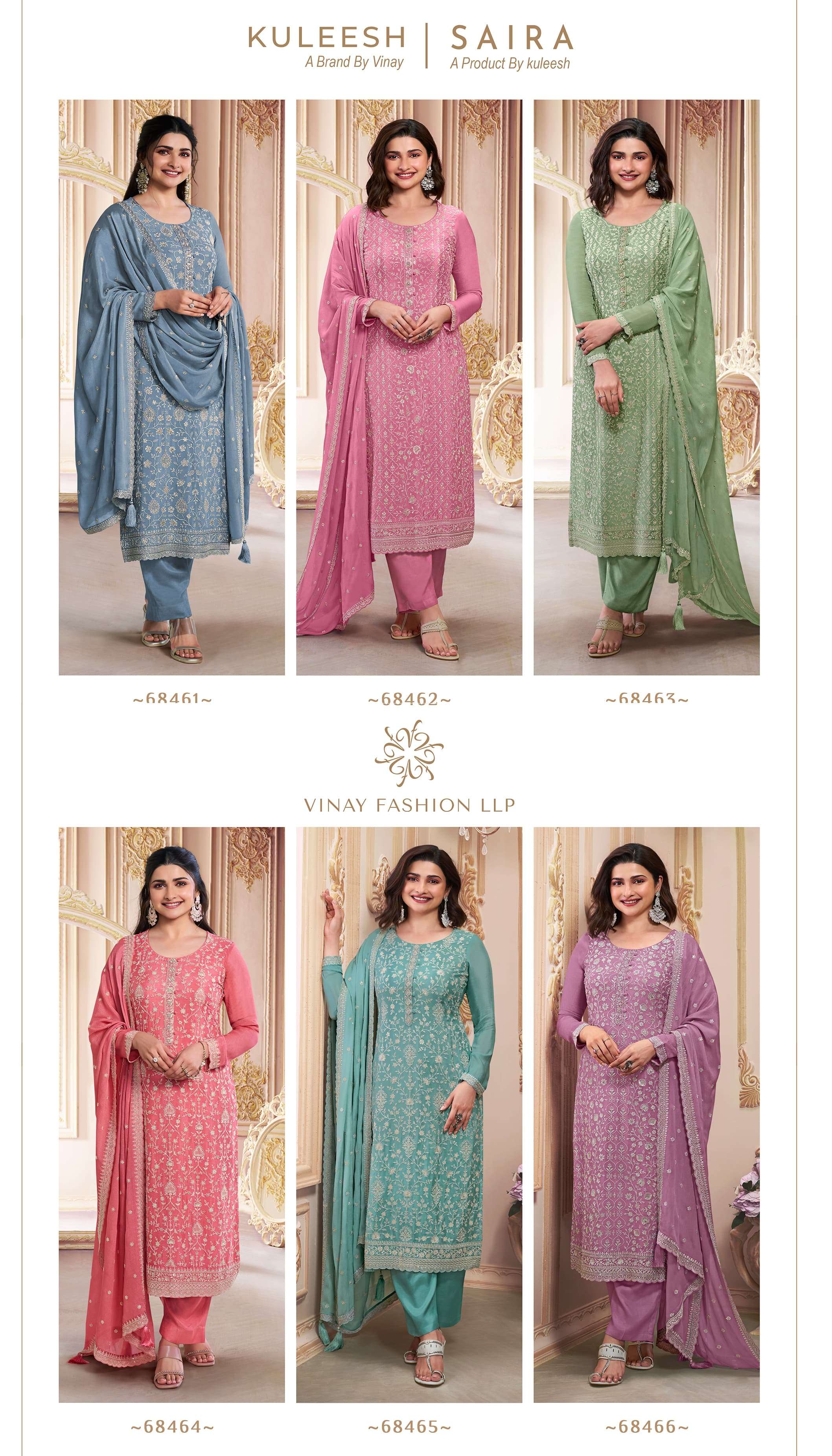 vinay fashion kuleesh saira chinnon attrective look salwar suit catalog