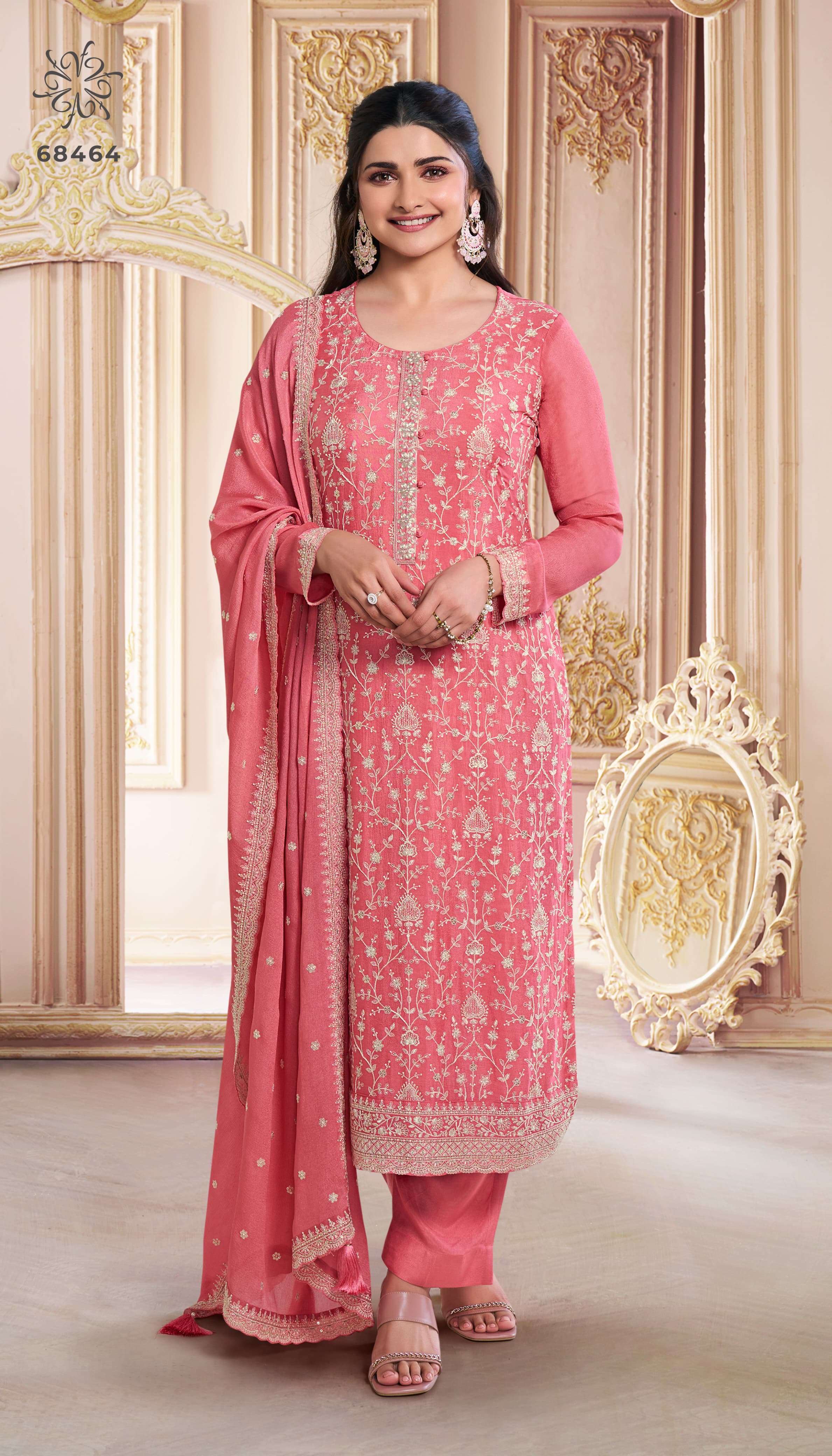 vinay fashion kuleesh saira chinnon attrective look salwar suit catalog