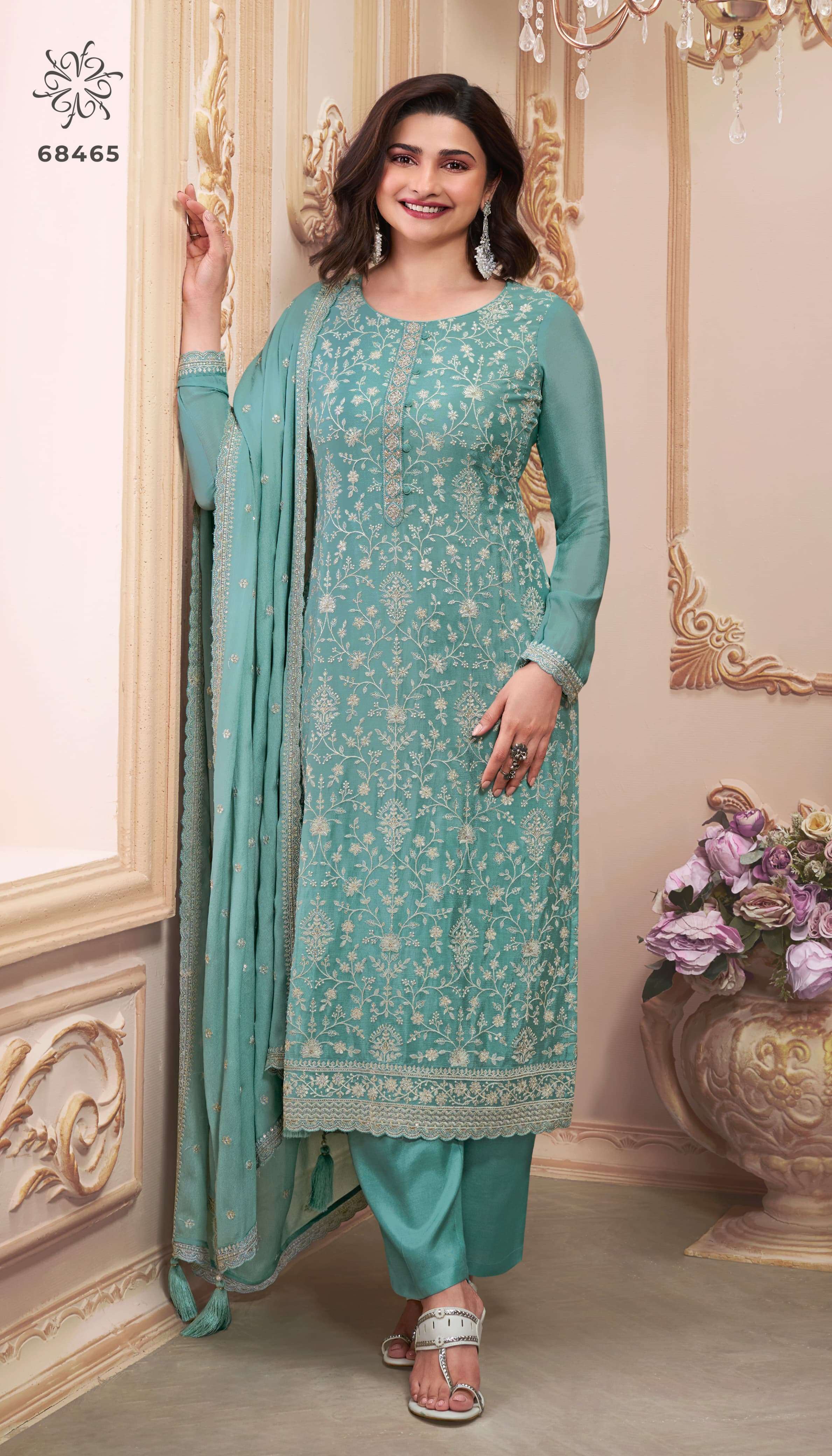 vinay fashion kuleesh saira chinnon attrective look salwar suit catalog