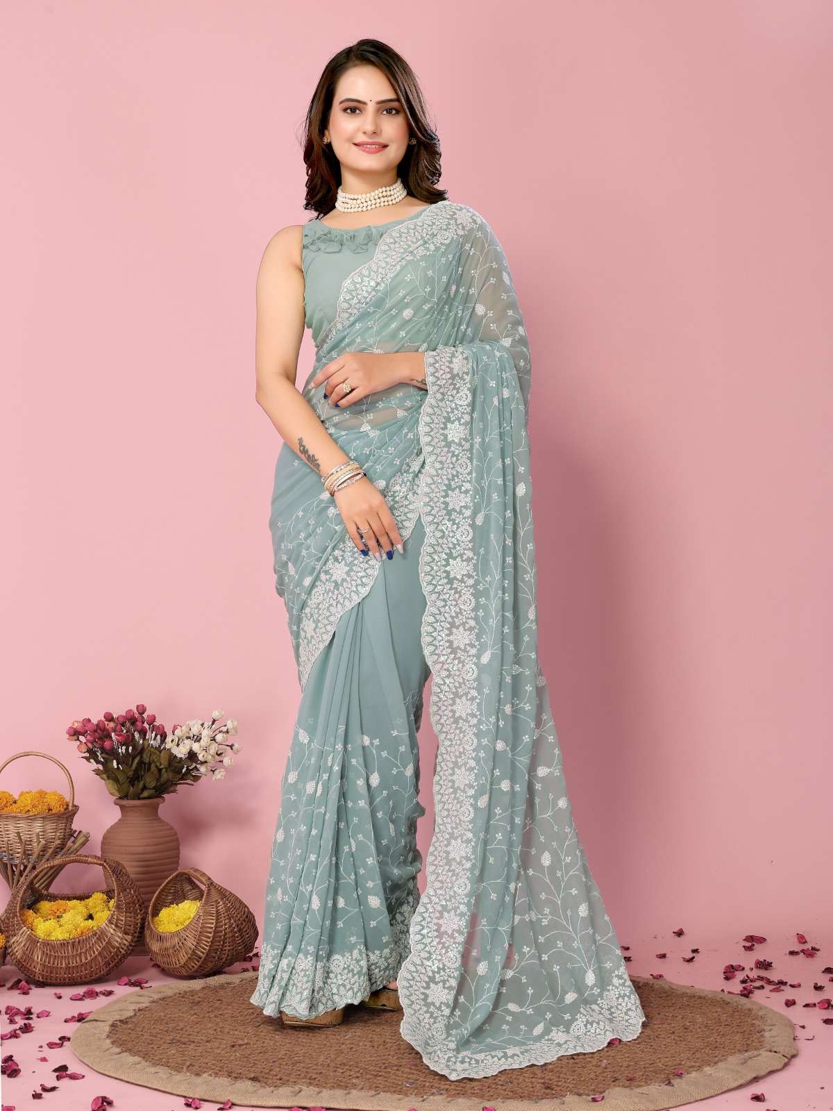 vivera kilory soft georgette catchy look saree single