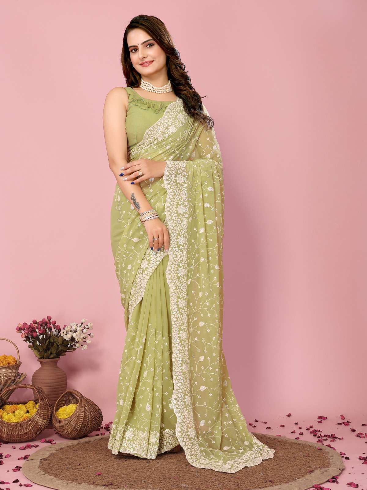 vivera kilory soft georgette catchy look saree single