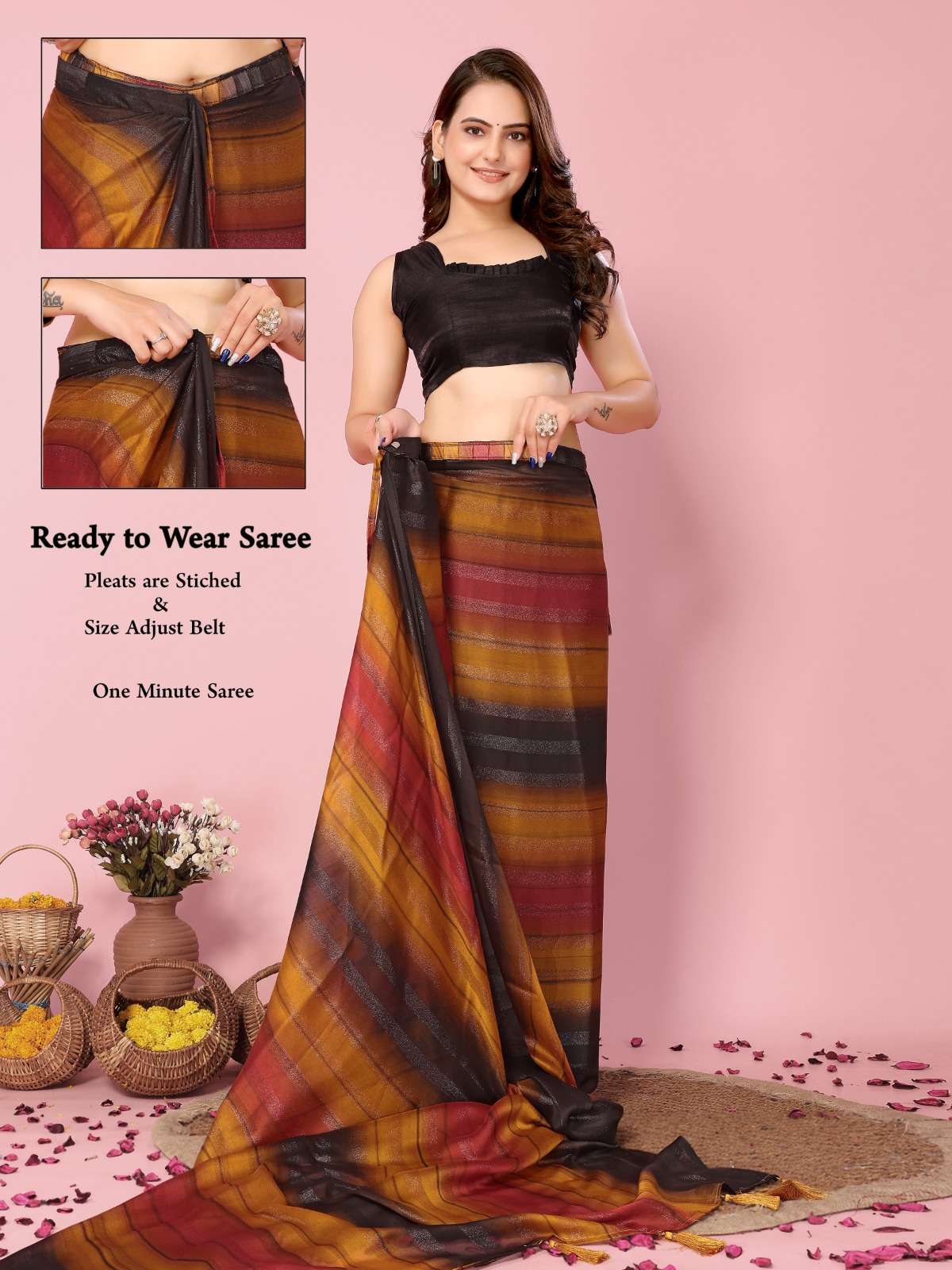 vivera Rangoli Zari patta catchy look saree single