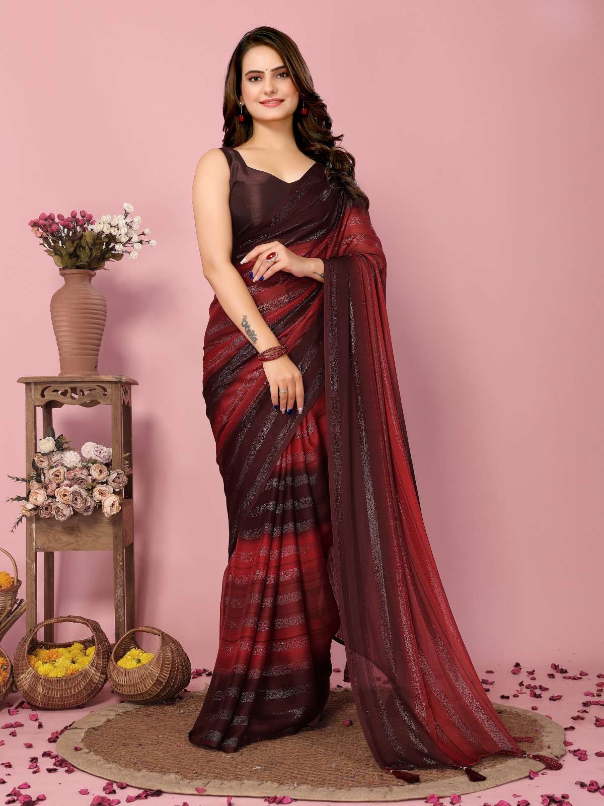 vivera Rangoli Zari patta catchy look saree single