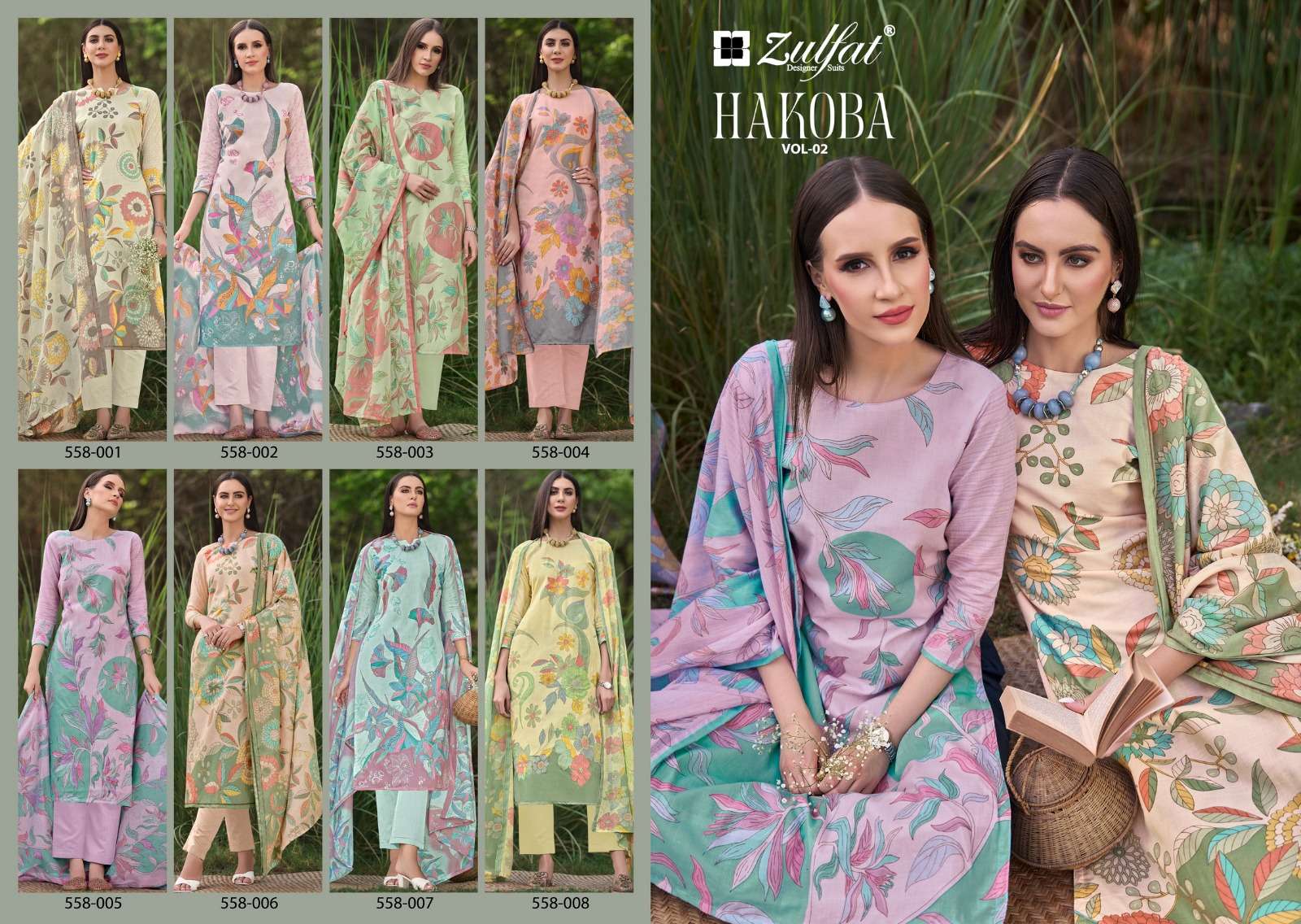 zulfat designer suits hakoba vol 2 cotton regal look salwar suit catalog