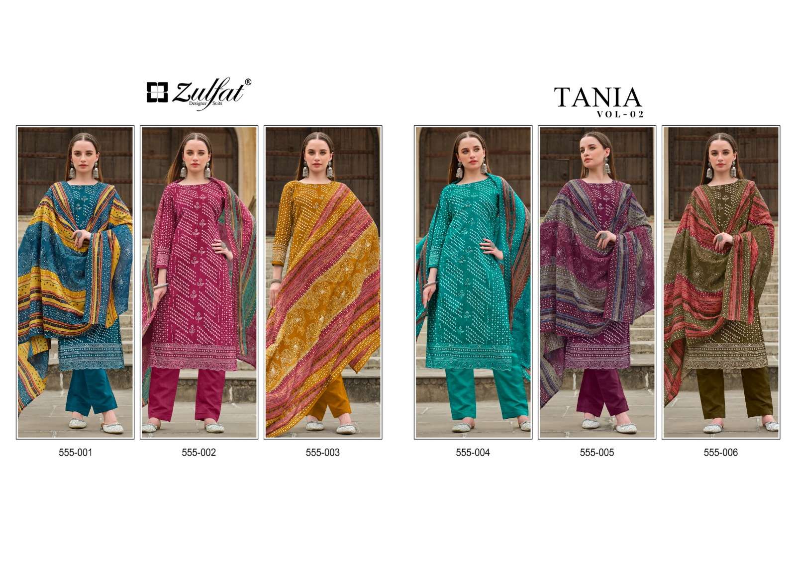 zulfat designer suits tania vol 2 cotton exclusive look salwar suit catalog