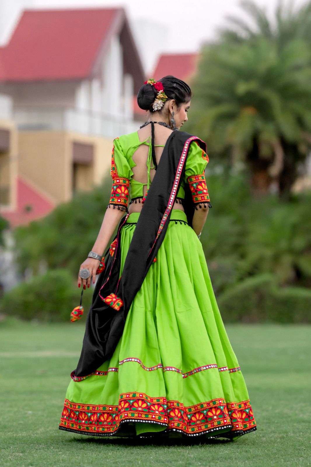 aawiya officeal  awy 7067  parrot green cotton festive look lehenga single