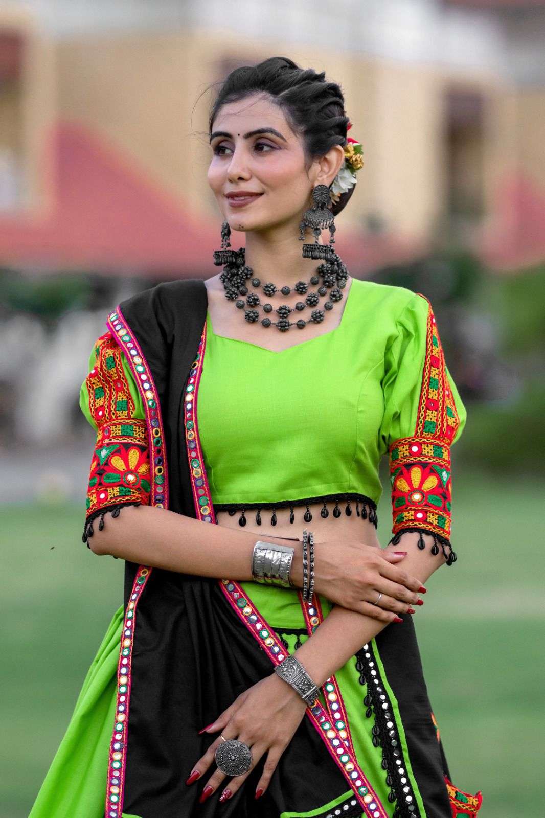 aawiya officeal  awy 7067  parrot green cotton festive look lehenga single