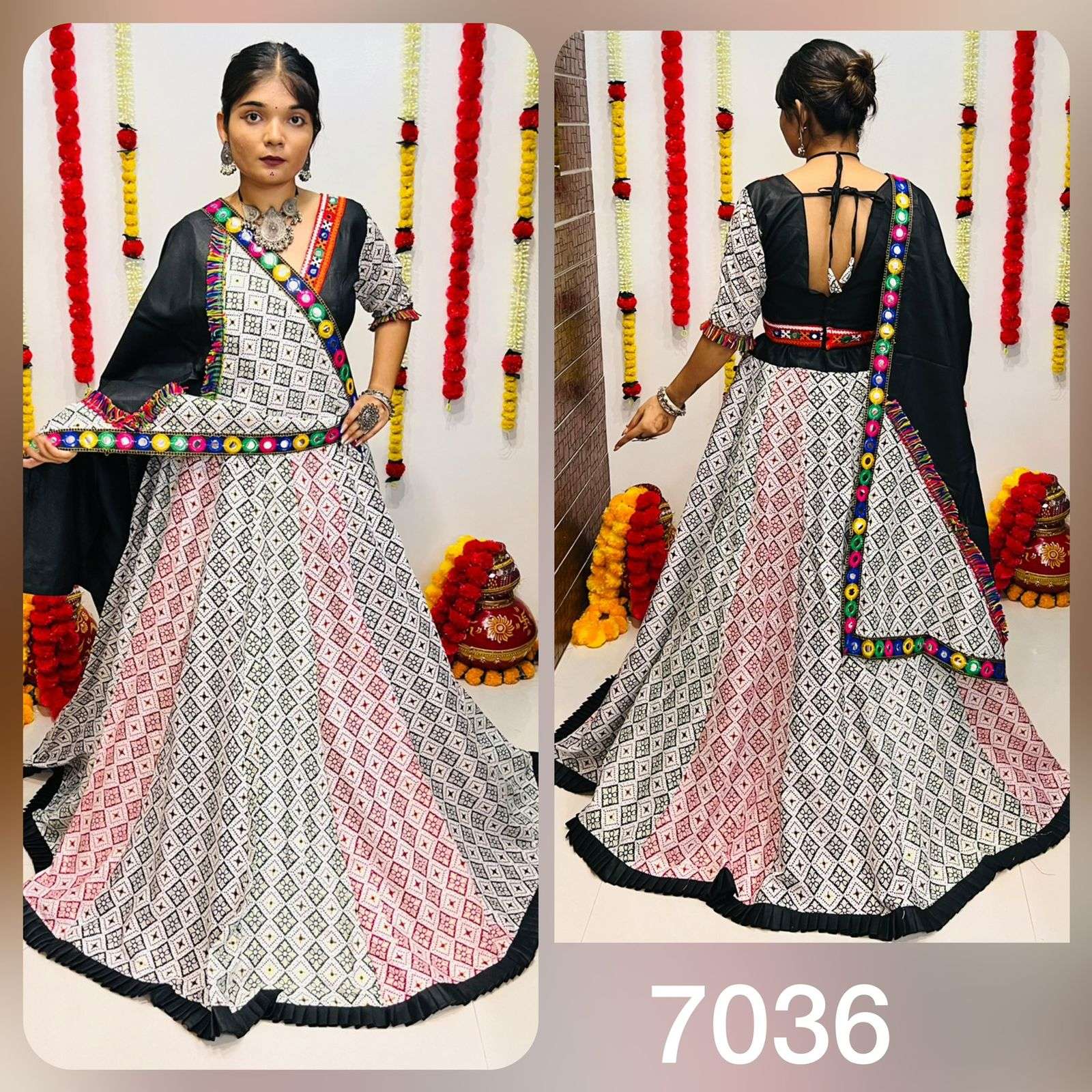 aawiya official AWY 7036 cotton silk festive look lehenga single