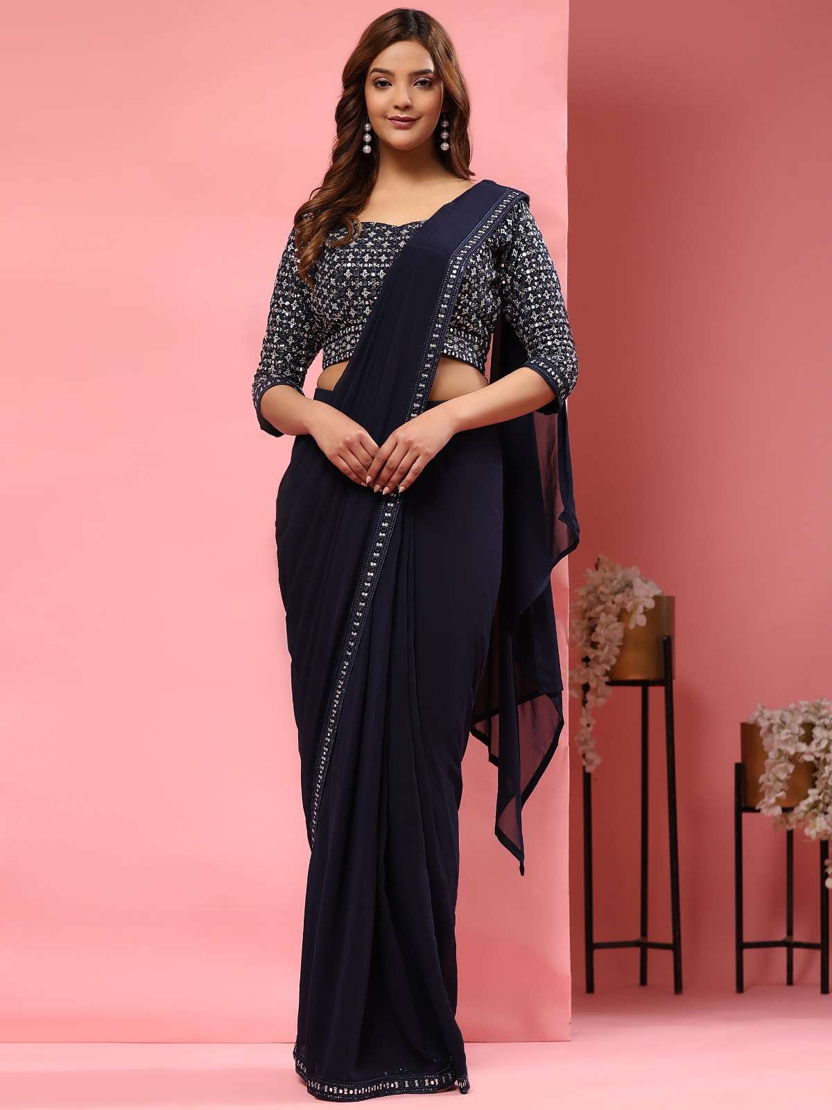 amoha trendz D NO A330 sequence embroidery catchy look saree catalog