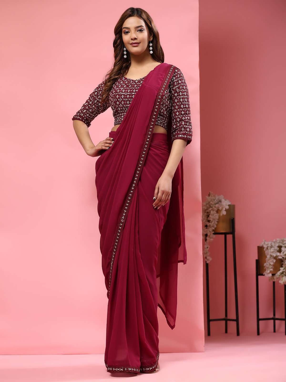 amoha trendz D NO A330 sequence embroidery catchy look saree catalog