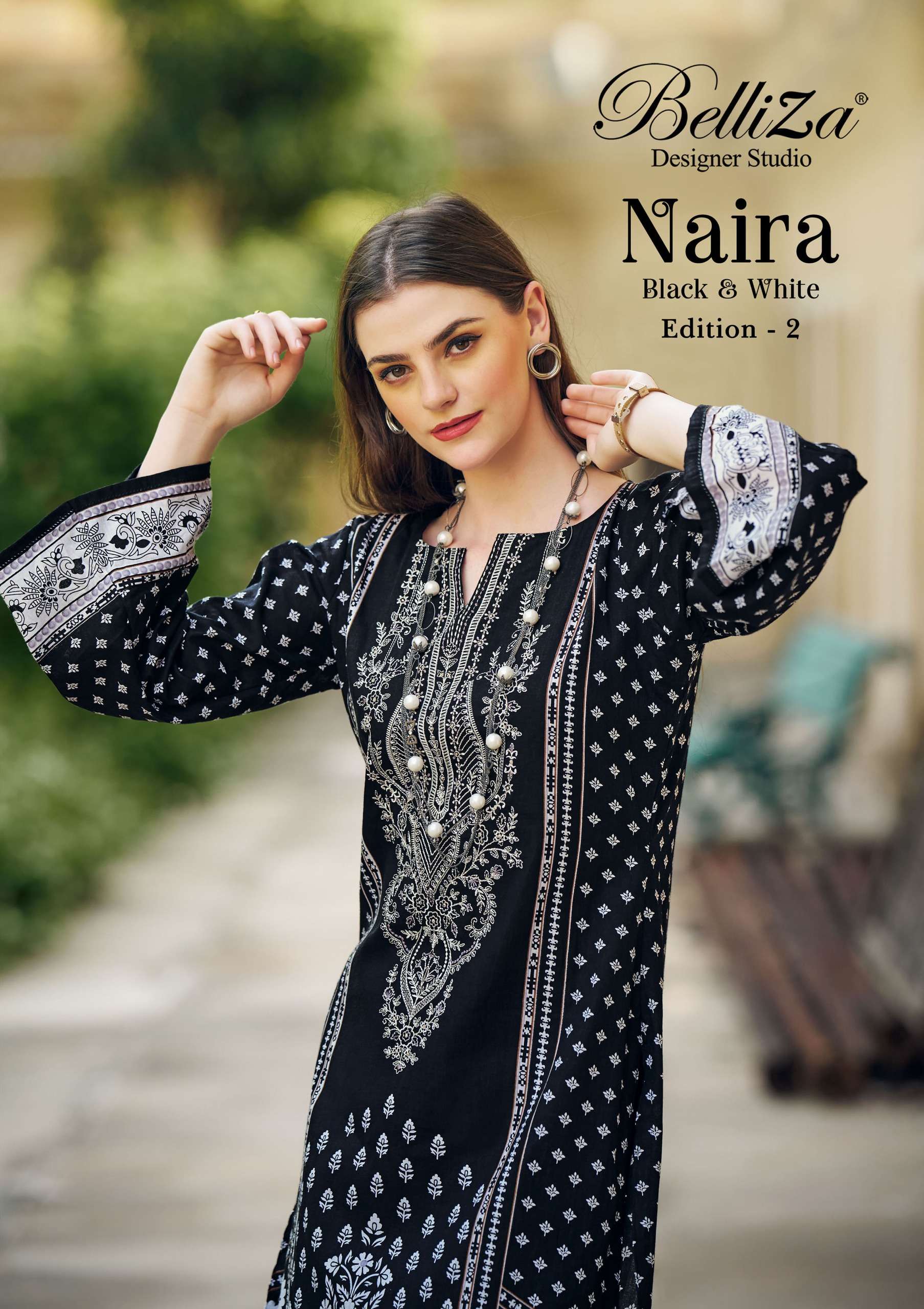 belliza designer studio naira black and whit 2nd edition cotton catchy look salwar suit catalog