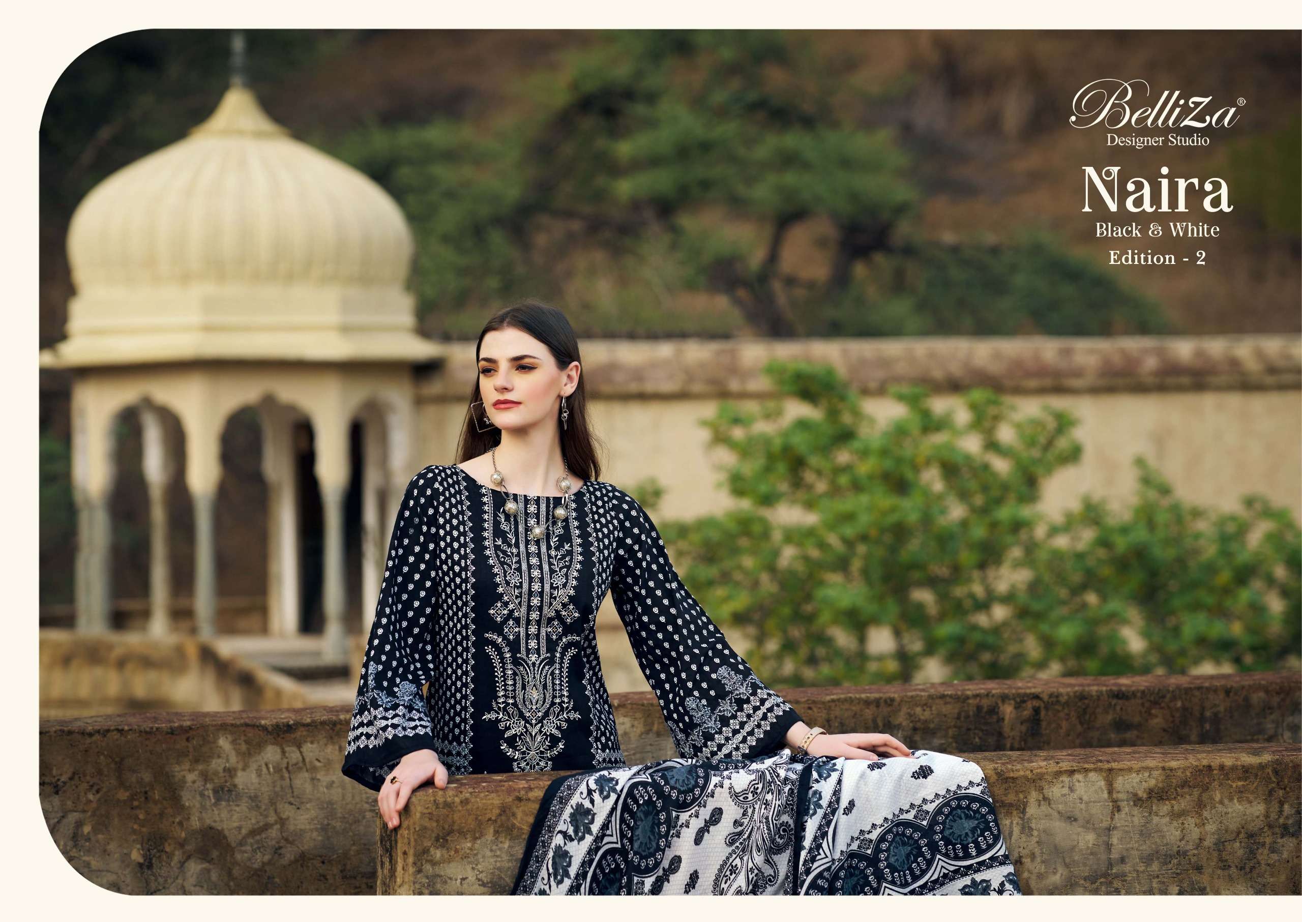 belliza designer studio naira black and whit 2nd edition cotton catchy look salwar suit catalog