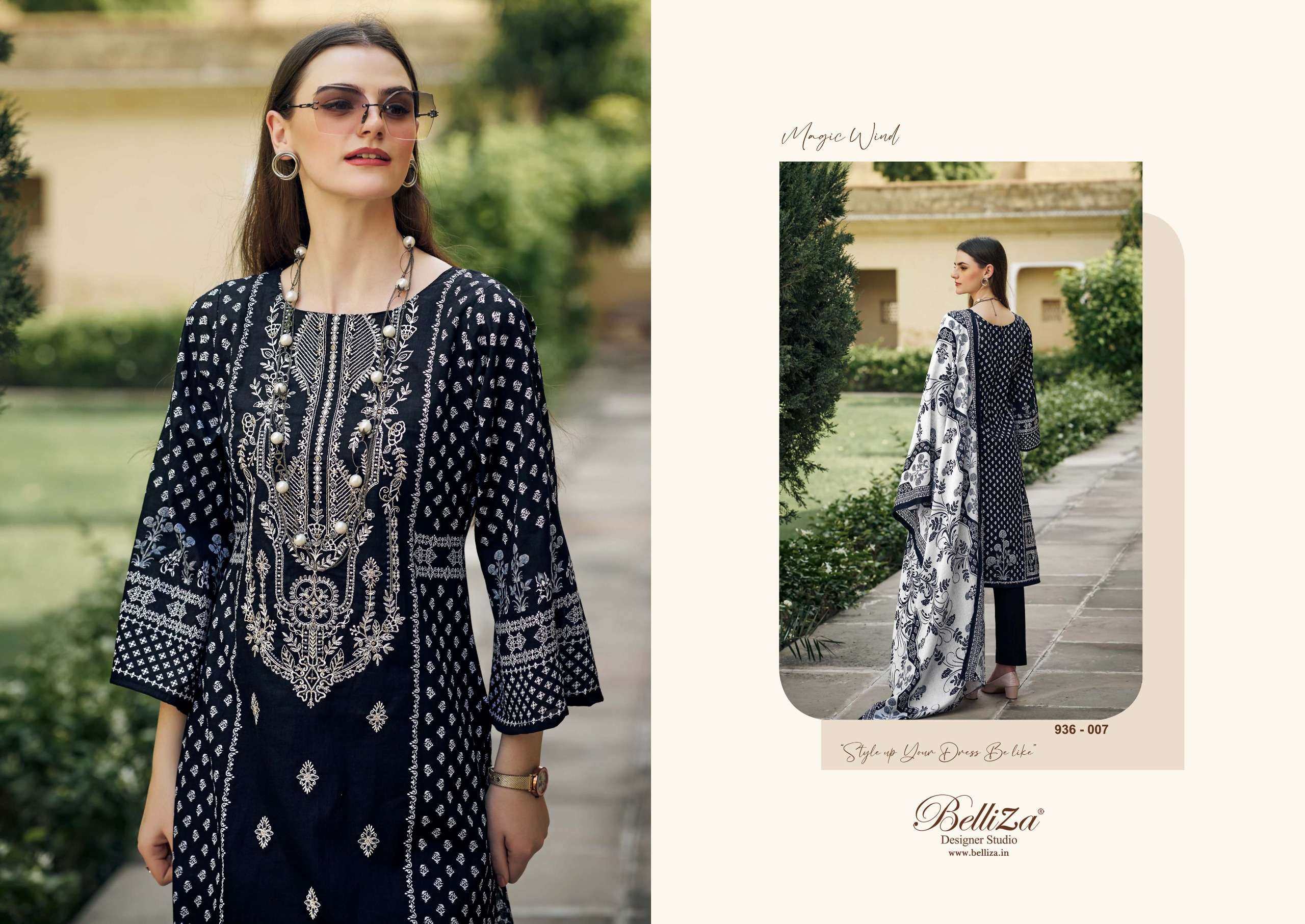 belliza designer studio naira black and whit 2nd edition cotton catchy look salwar suit catalog