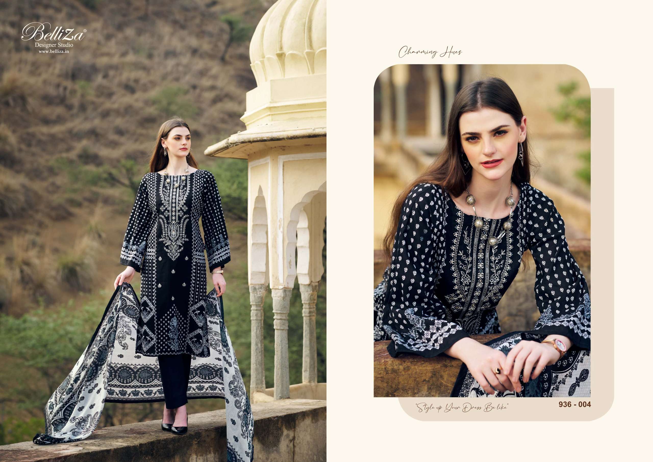 belliza designer studio naira black and whit 2nd edition cotton catchy look salwar suit catalog