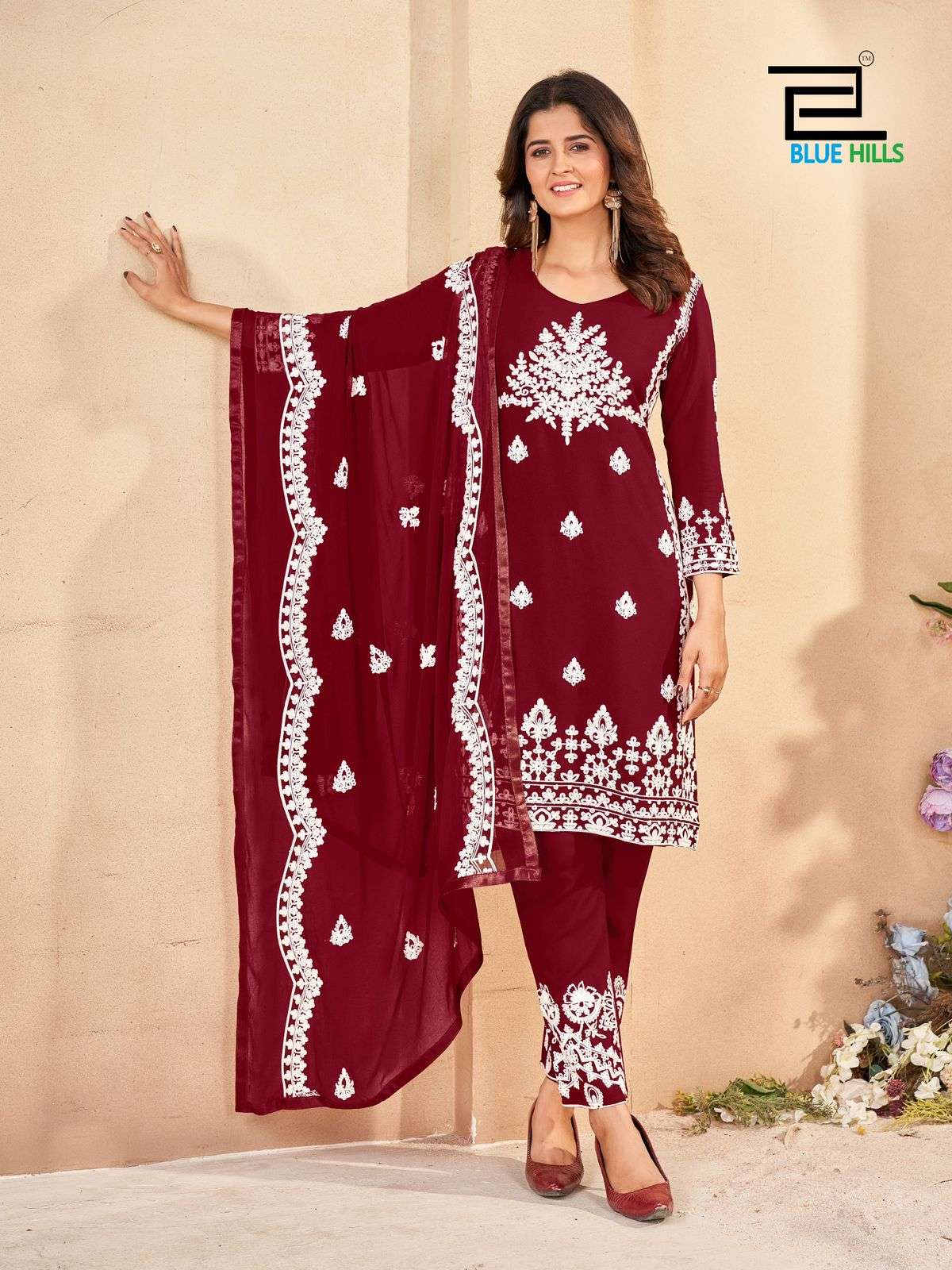 bluehills galaxy rayon attrective look kurti pant with dupatta catalog