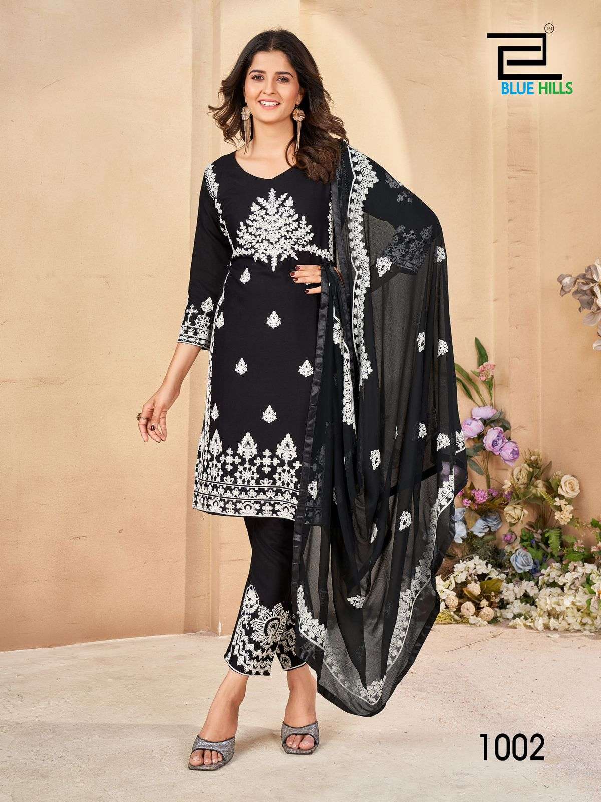 bluehills galaxy rayon attrective look kurti pant with dupatta catalog