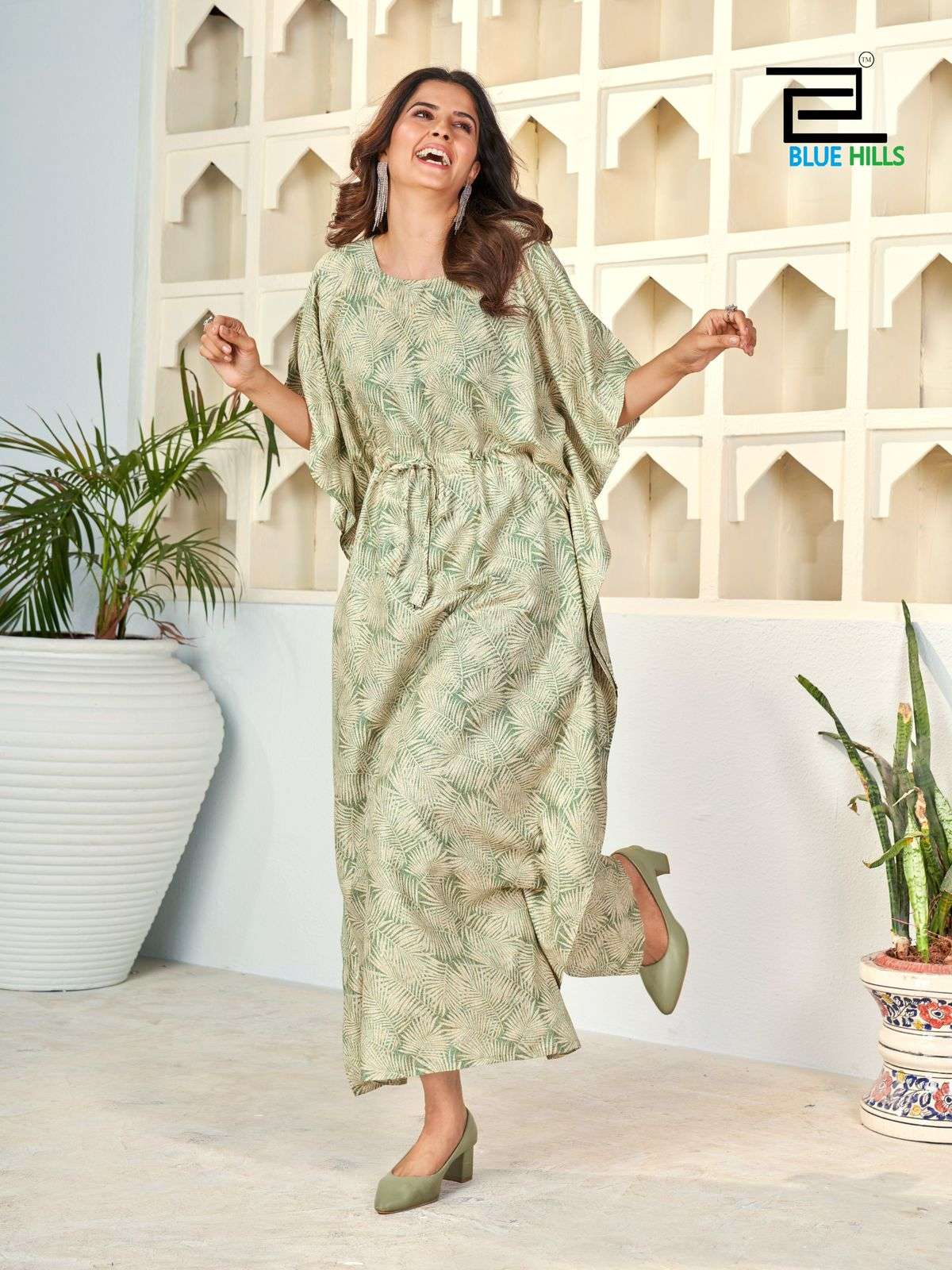 bluehills kaftan rayon attrective look kurti catalog