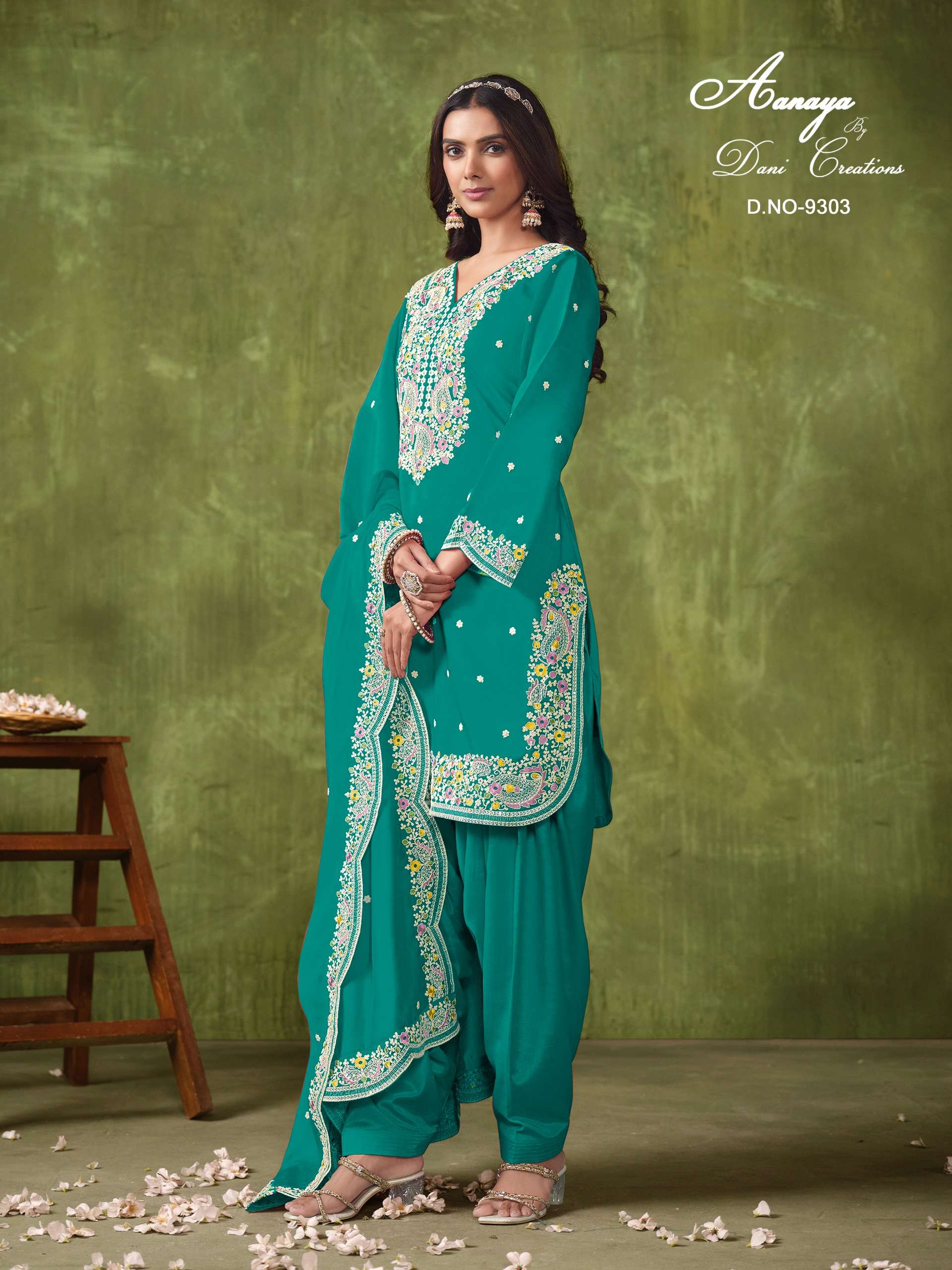 dani aanaya 9300 series vol 193 chanderi elegant look salwar suit catalog