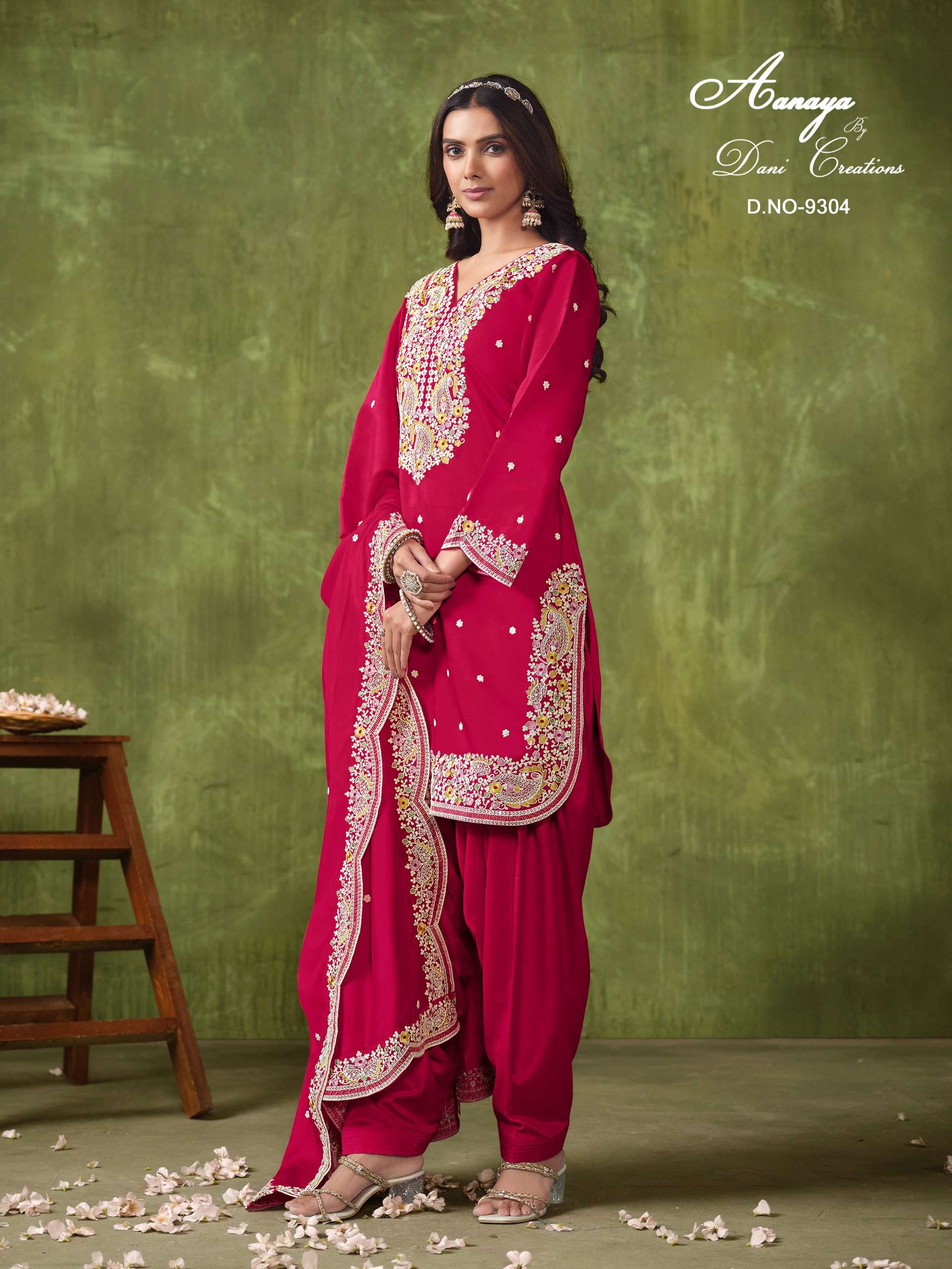 dani aanaya 9300 series vol 193 chanderi elegant look salwar suit catalog